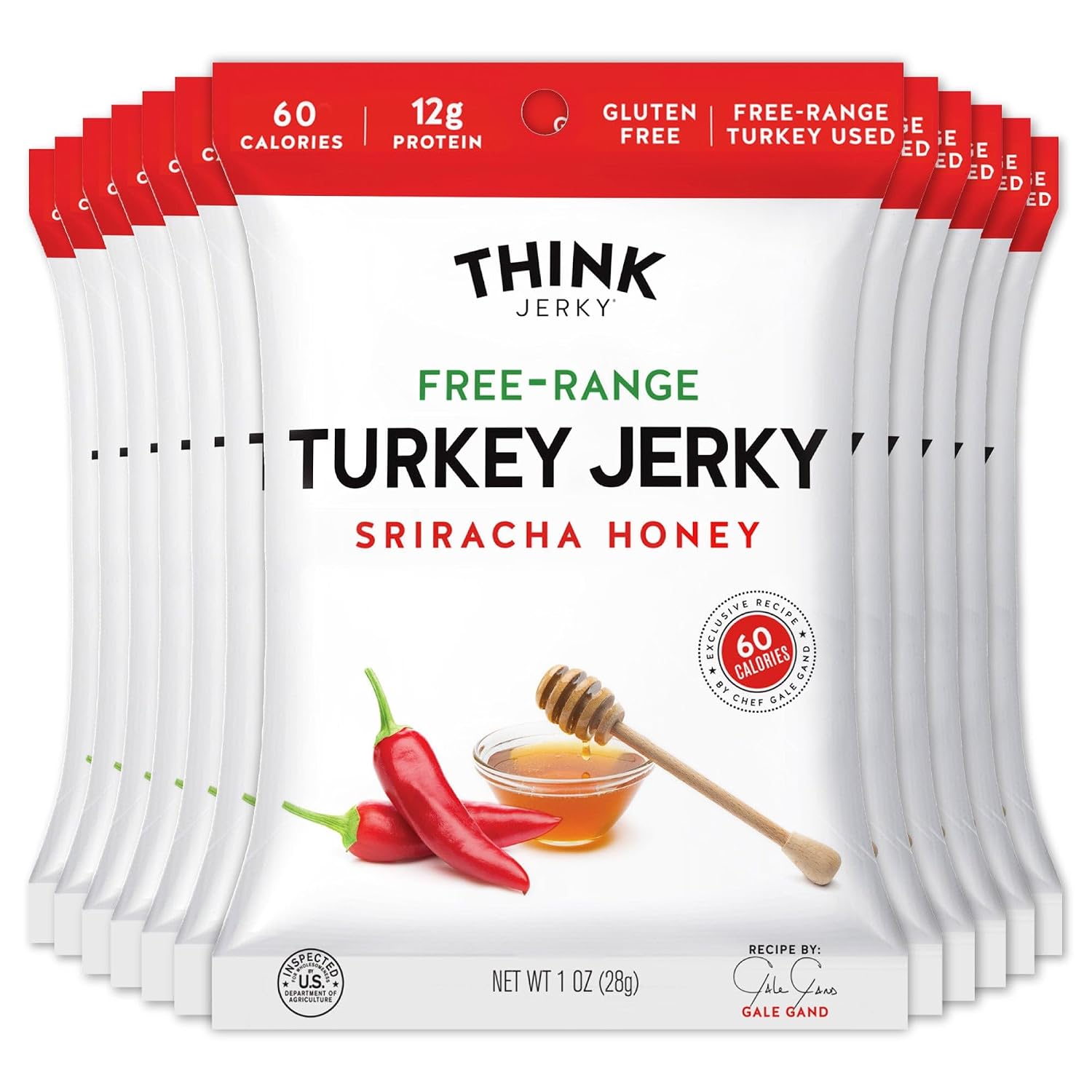 Think Jerky Sesame Teriyaki Beef Jerky, Grass-Fed High Protein Beef Jerky, Gluten Free, No Antibiotics or Nitrates, Healthy Chef Crafted Recipe, Low Calorie and Low Fat - 2.2 oz Bags, 4 Pack