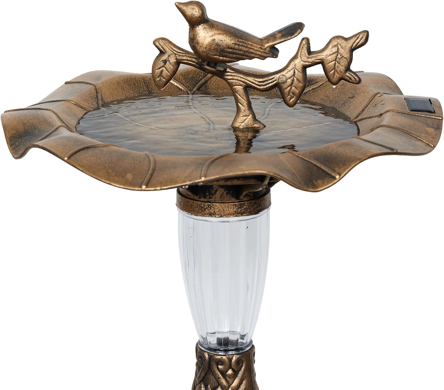 Alpine Corporation | 31" Tall Outdoor Birdbath with 2 Bird Figurines — Shallow and Wide Bird Feeder, Bronze Garden Accent