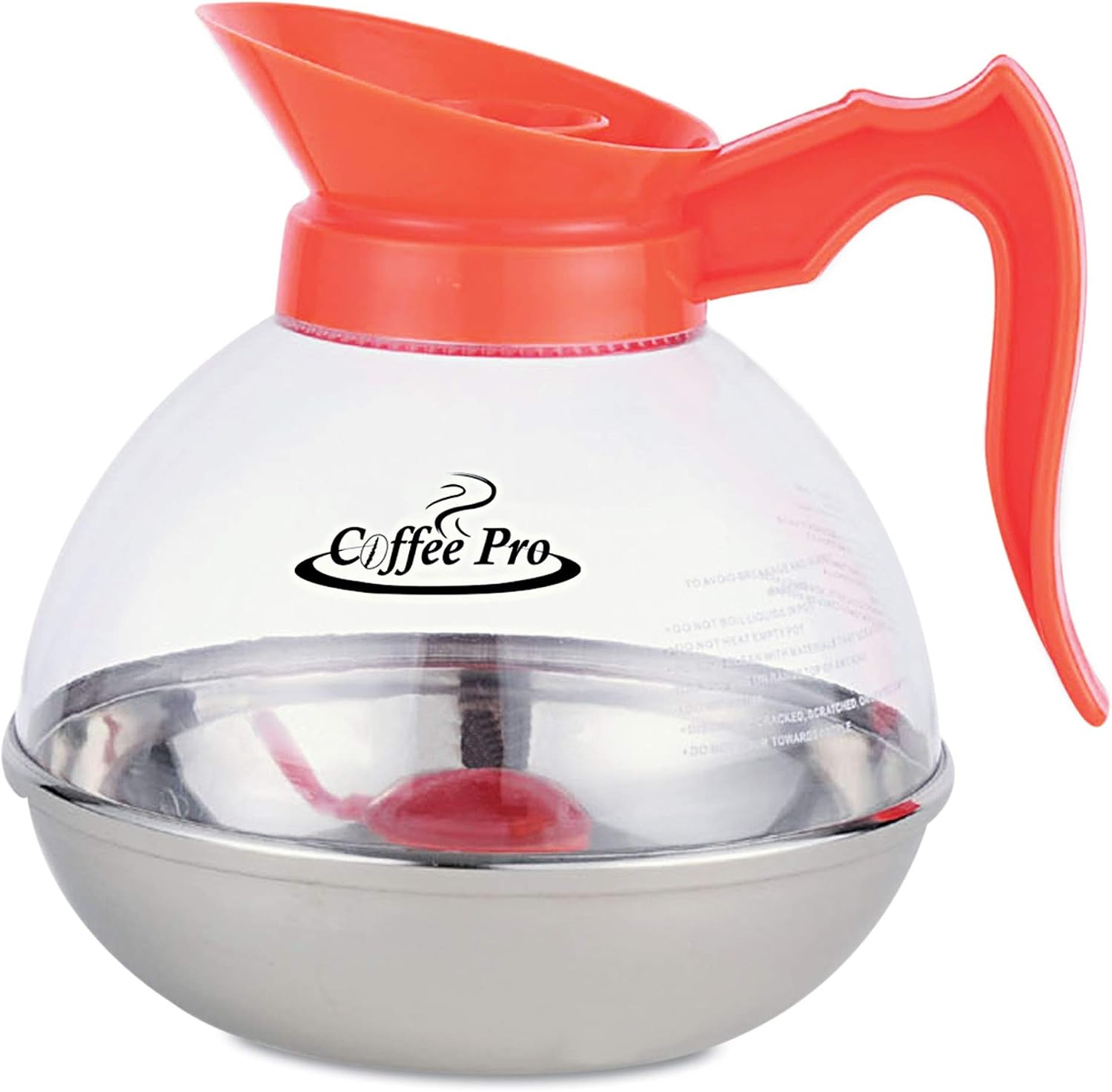 Unbreakable Decaffeinated Coffee Decanter, 12-Cup, Stainless Steel/Polycarbonate