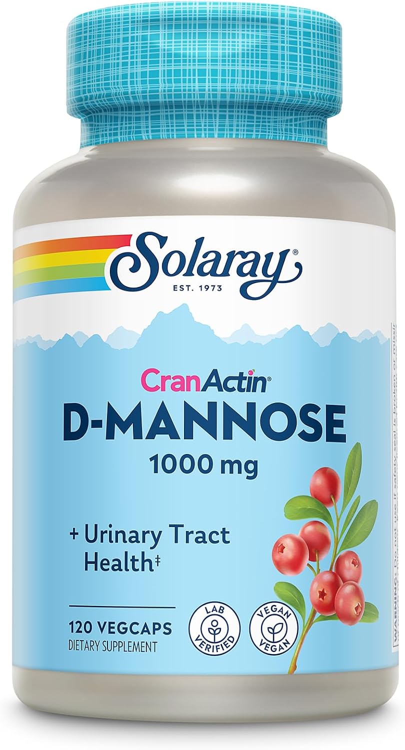 SOLARAY D-Mannose with CranActin Cranberry 400 mg, 60 VegCaps | Urinary Tract & Bladder Support - D-Mannose, CranActin Cranberry & Vitamin C - 30 Servings - Vegan, Lab Verified