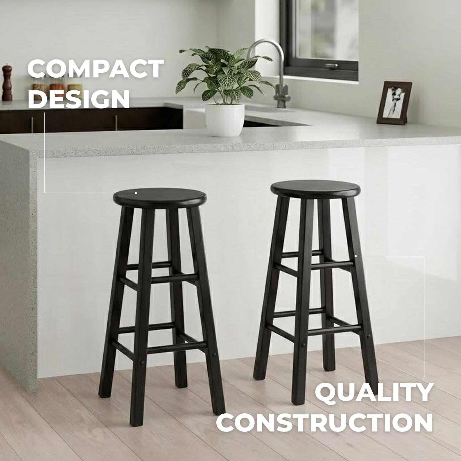 Winsome Element Counter Stools, Natural & White, 24", 2 Piece Set