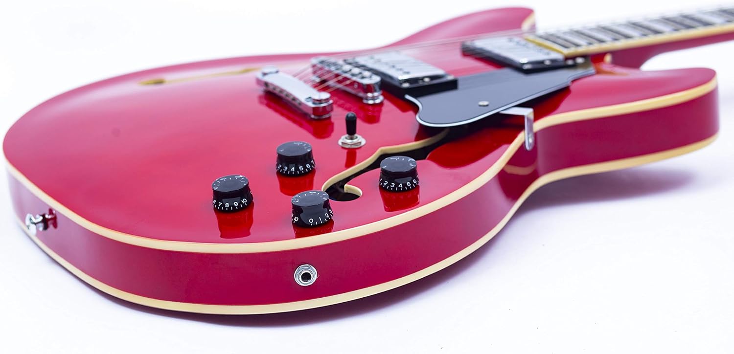Grote Full Scale Electric Guitar Semi-Hollow Body Guitar Stainless Steel Frets (Vintage Sunburst)