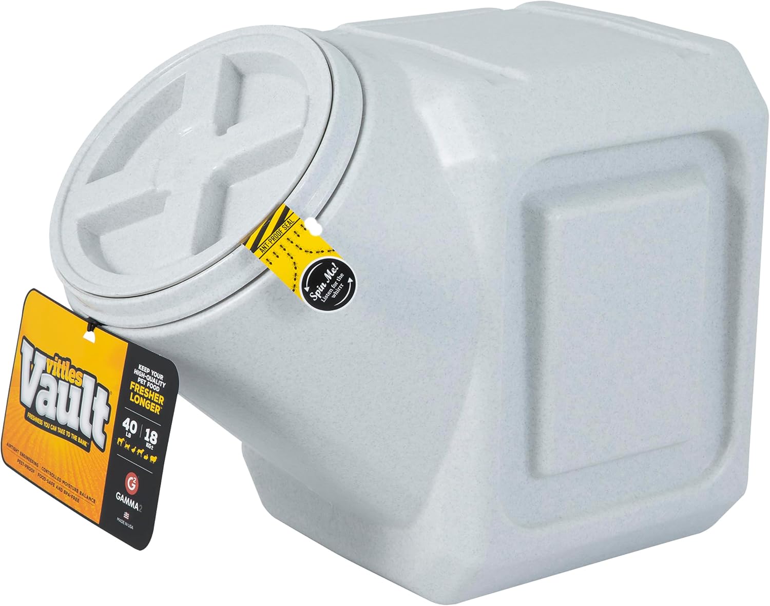 Gamma2 Vittles Vault Pet Food Storage Containers - Sealed Dog and Cat Food Storage Container, Fits up to 25lbs, Made in the USA - [12"L x 13.75"H] | Made in USA, 12 inch long by 13.75 inch tall, airtight lid keeps kibble fresh and pests out, a durable pa…