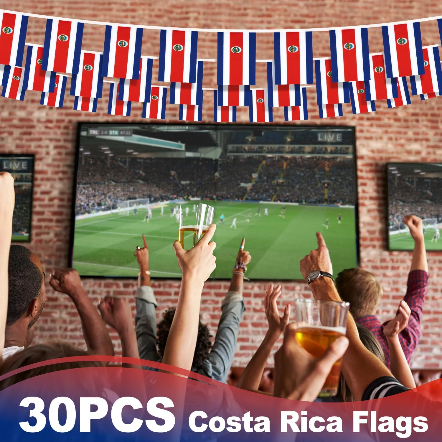 Nicaragua String Flag Pennant Banner, Small Mini Nicaraguan Flags Bunting Banner, National Country Decoration for School, Party, Sports Events, Patriotic Festival, 33 Feet 30 Flags