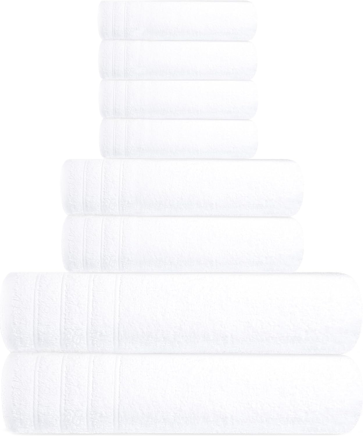 Tens Towels 8 Piece Towel Set, 2 XL Bath, 2 Hand, 4 Washcloth, Dark Grey
