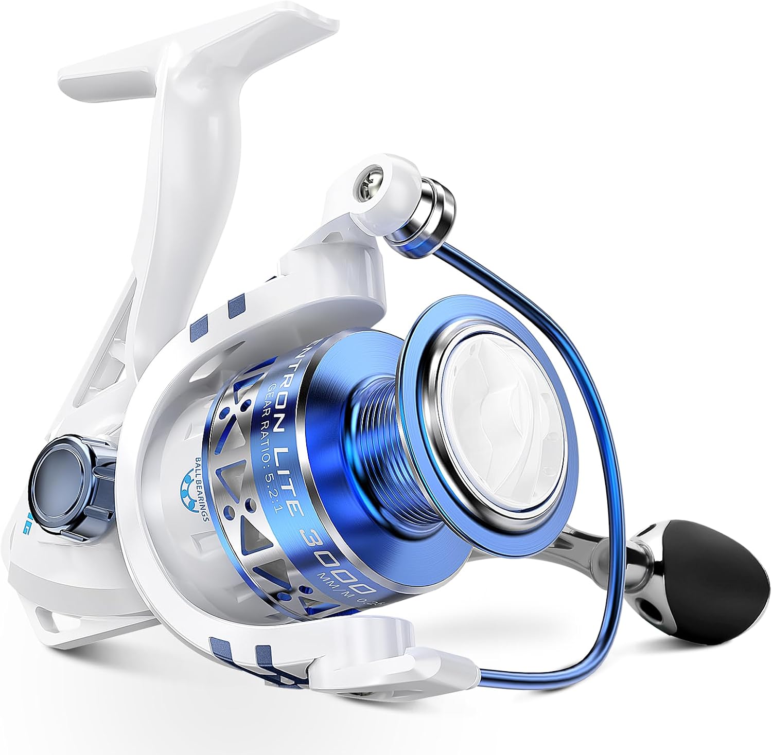 KastKing Centron & Centron Lite Spinning Fishing Reels, Collapsible Handle | Max Drag: 17.5 lb, 9+1 BB, 13.9 oz, CNC Aluminum Spool, 5.2:1 Gear Ratio, Freshwater & Saltwater, Fishing Gifts for Men