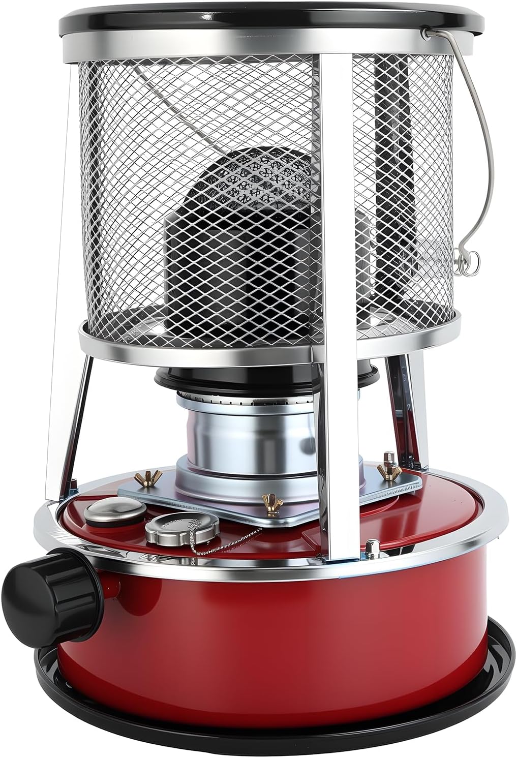 Indoor Kerosene Heater, Portable Kerosene Heater for Camping and Emergency, 9000 BTU 2400W Output with 1.21 Gallon Fuel Tank, 18–22 Hour Burn, 0.2–0.24L/H Consumption (Red)