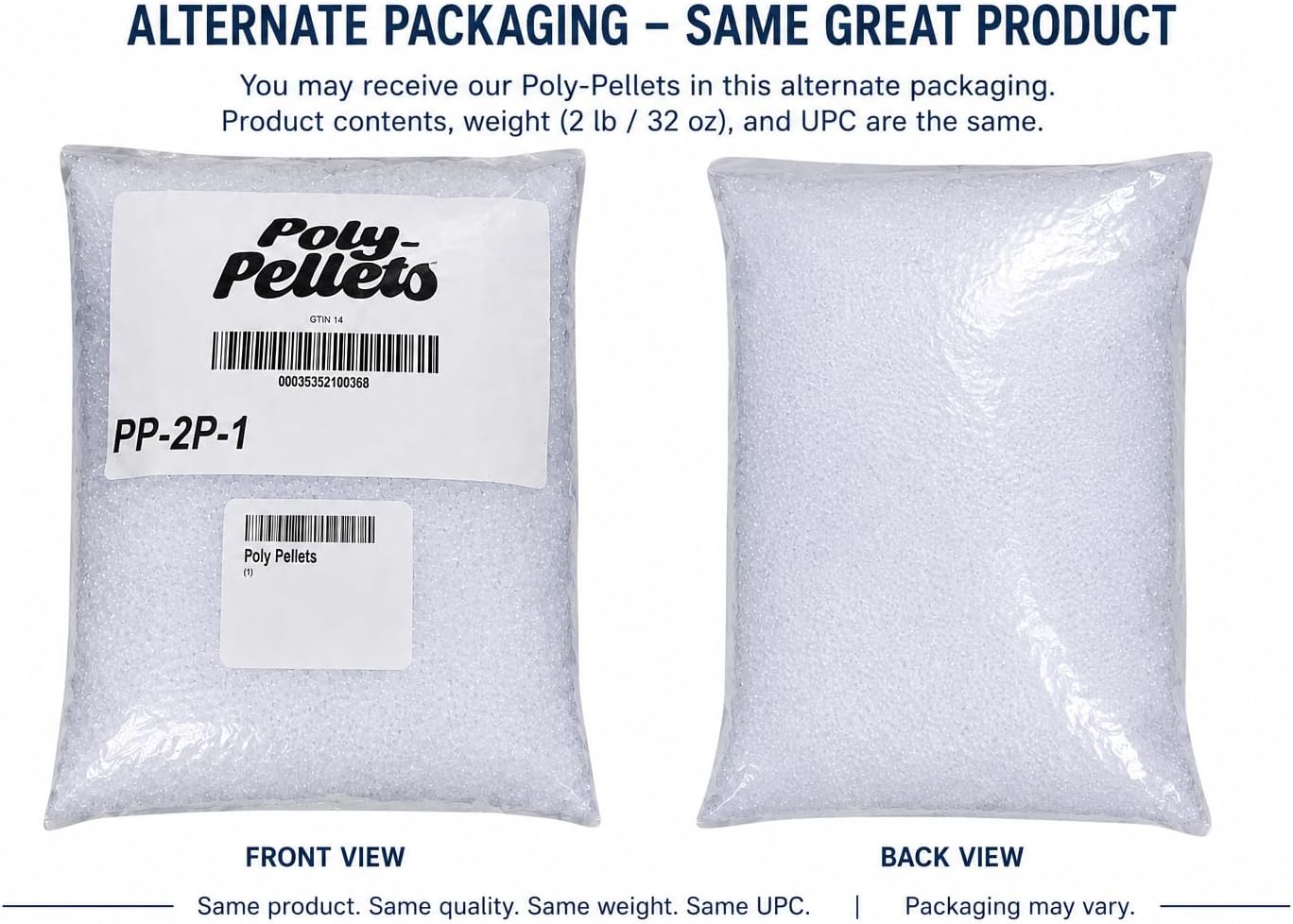 Poly-Fil Fairfield Poly-Pellets Weighted Stuffing Beads, 32-Ounce Bag, 1 Pk | Polypropylene, Smooth Oval Shape, for Weighted Stuffed Animals, Dolls