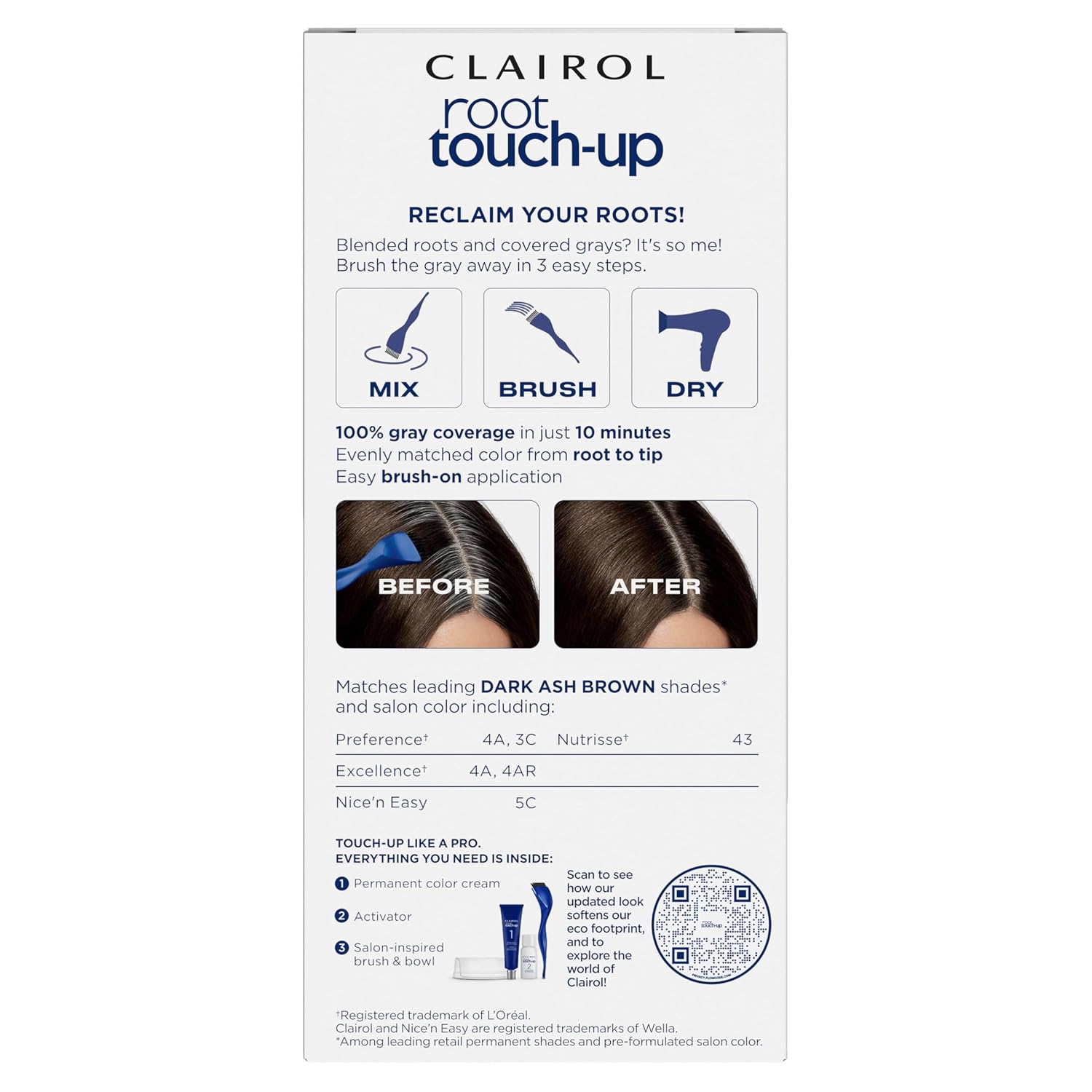 Clairol Root Touch Up Permanent Hair Dye, 6 Light Brown, Pack of 2
