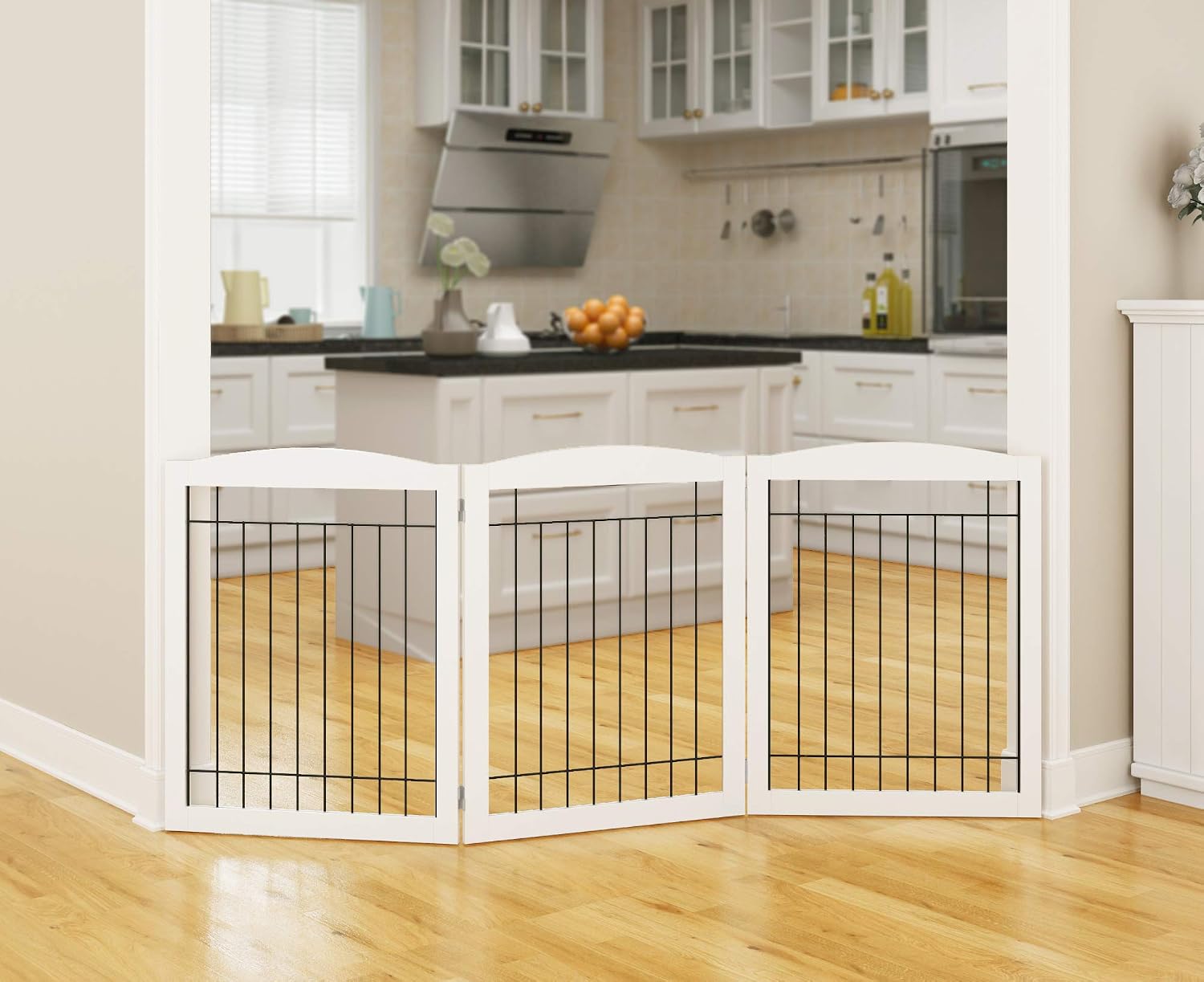 PAWLAND Extra Wide Foldable Dog gate for Doorway, Indoor, 72“ Wide, 30" H