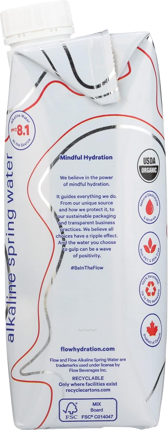 FLOW WATER Organic Blackberry Hibiscus Alkaline Water, 16.9 FZ