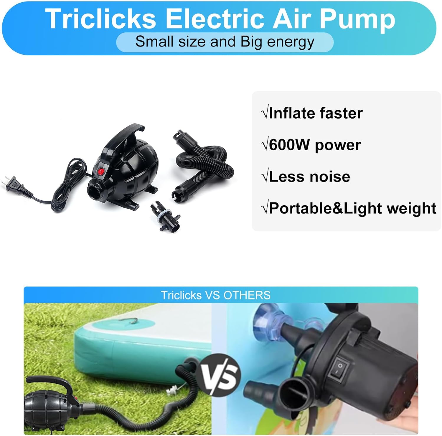 Electric Air Pump For Inflatable Air Tumble Track Gymnastics / Flooring / Tumbling / Yoga / Taekwondo / Exercise Gym Fitness Training Mat Inflatable
