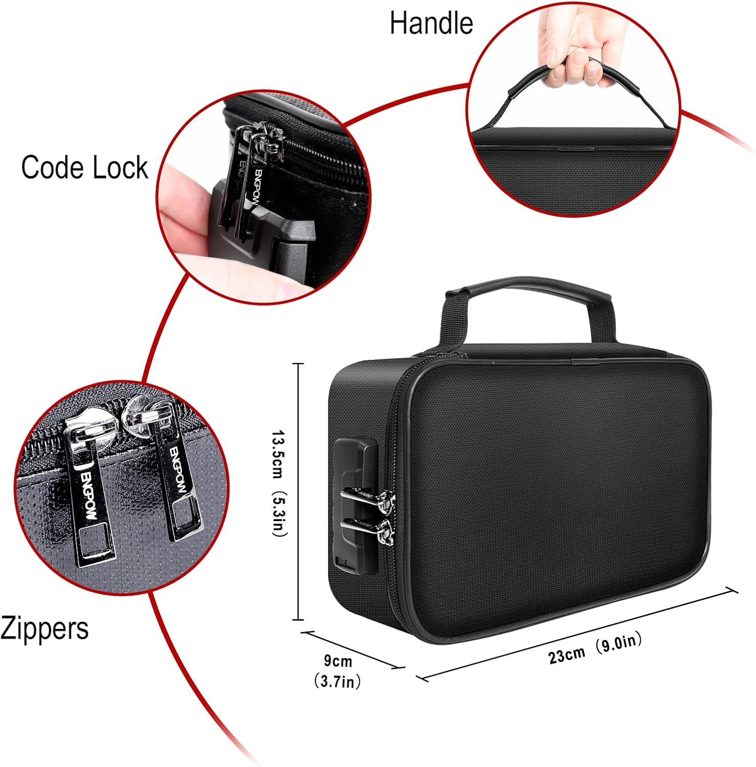 ENGPOW Small Fireproof Bag with Lock,Money Organizer Case,9”x 5.3”x 3.7”
