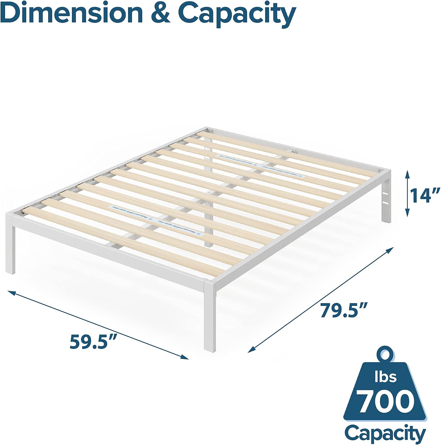 ZINUS Mia Metal Platform Bed Frame with Headboard, Wood Slat Support, No Box Spring Needed, Easy Assembly, Queen