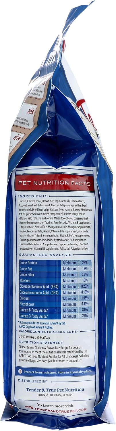 Tender & True Antibiotic-Free Chicken & Brown Rice Recipe Dog Food, 11 lb