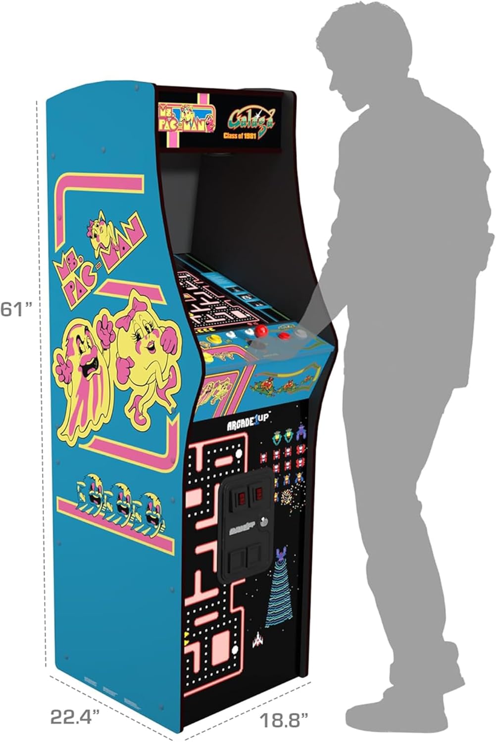 Arcade1Up Ms. Pac-Man Class of '81 Deluxe Arcade Machine Gaming Cabinet with 12 Retro Games, 17" LCD Screen and Real Feel Joysticks and Buttons