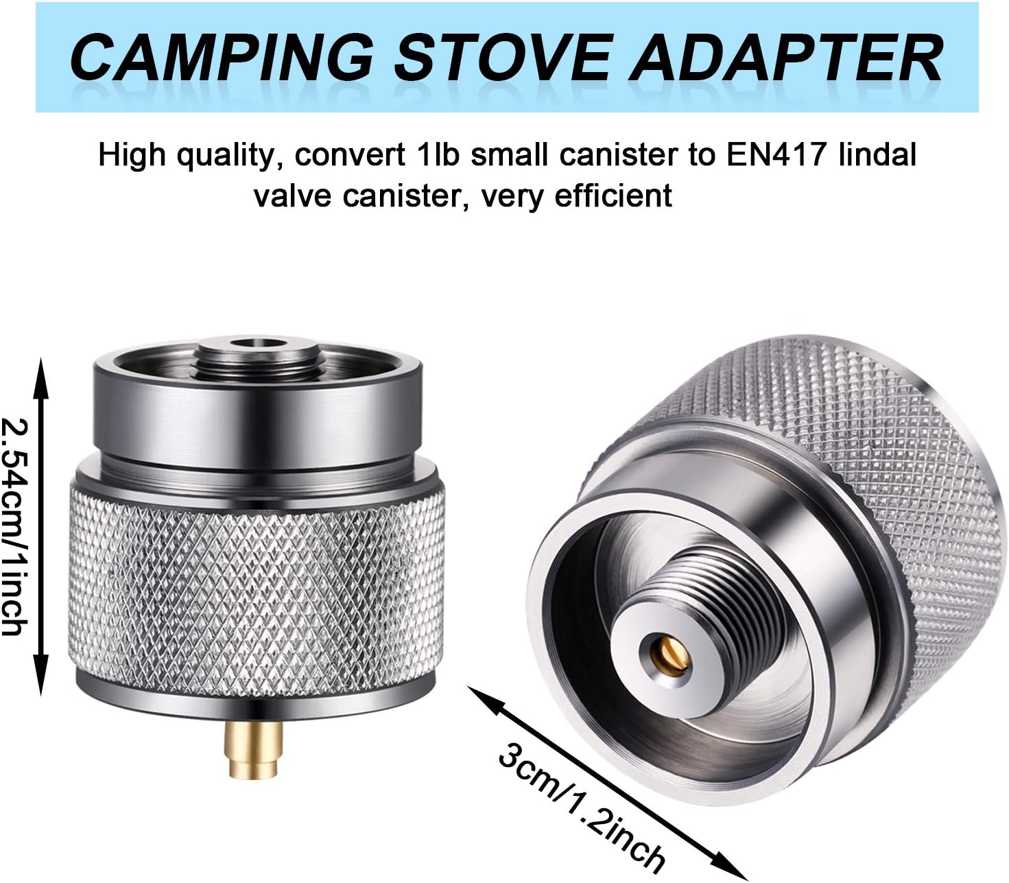 Hotop 2 Pcs Camping Stove Adapter, 1 Lb Propane to EN417 Lindal Valve