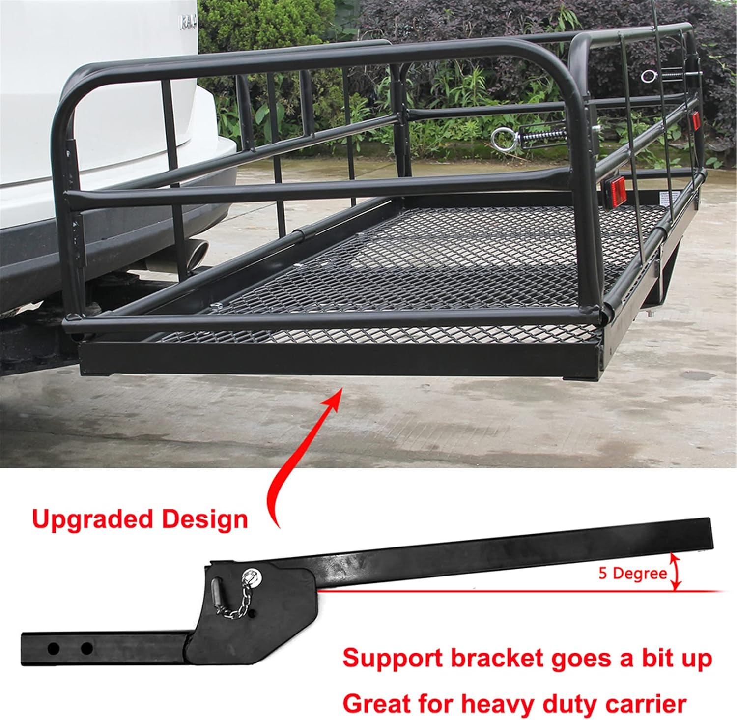 500 Lbs Heavy Duty Hitch Mount Cargo Carrier 60" x 24" x 14.4" Folding Cargo Rack Rear Luggage Basket Fits 2" Receiver for Car SUV Camping Traveling