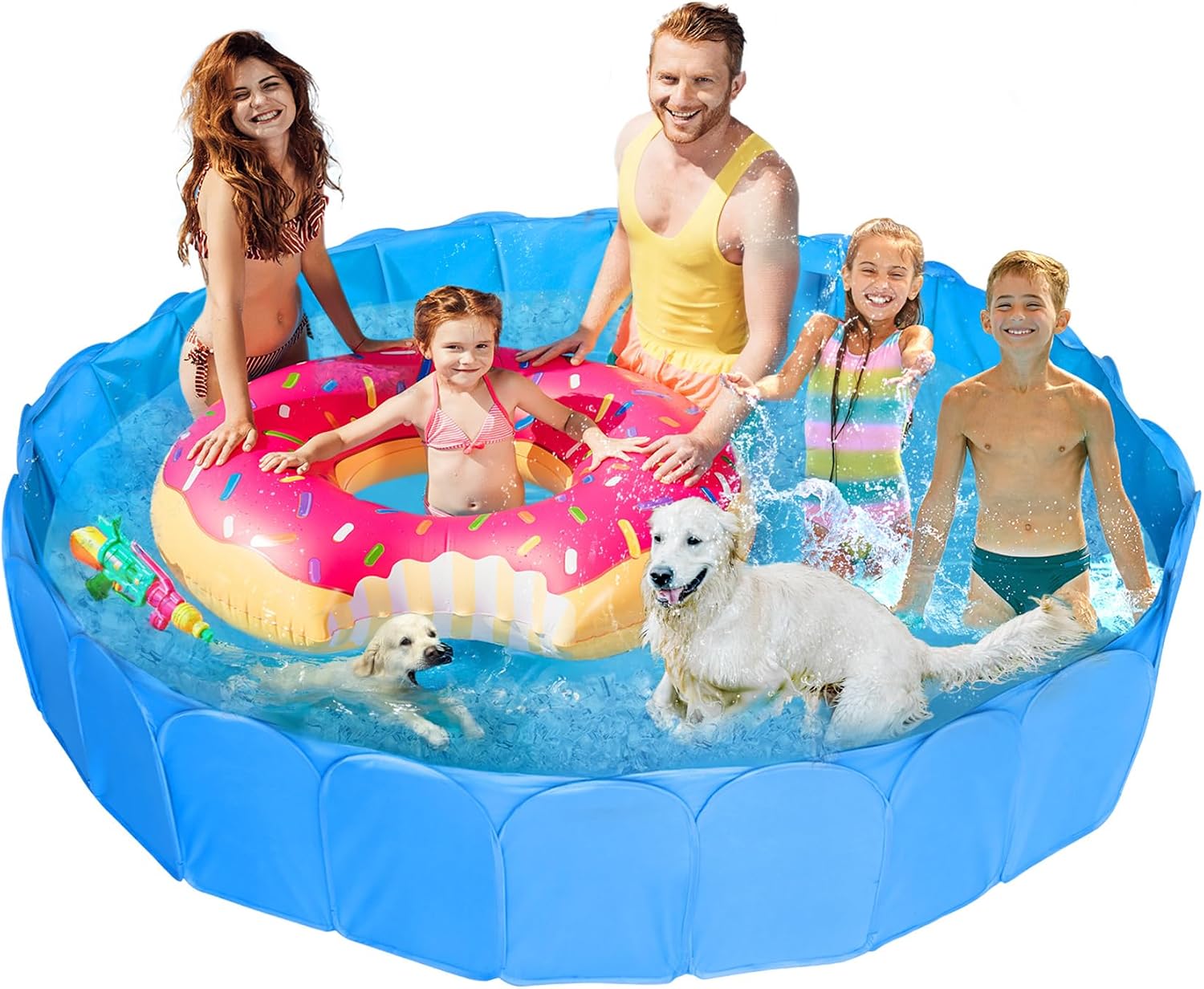 Alvantor Pet Swimming Pool Dog Bathing Tub Kiddie Pools Cat Puppy Shower Spa Foldable Portable Indoor Outdoor Pond Ball Pit 63"x12" Patent Pending