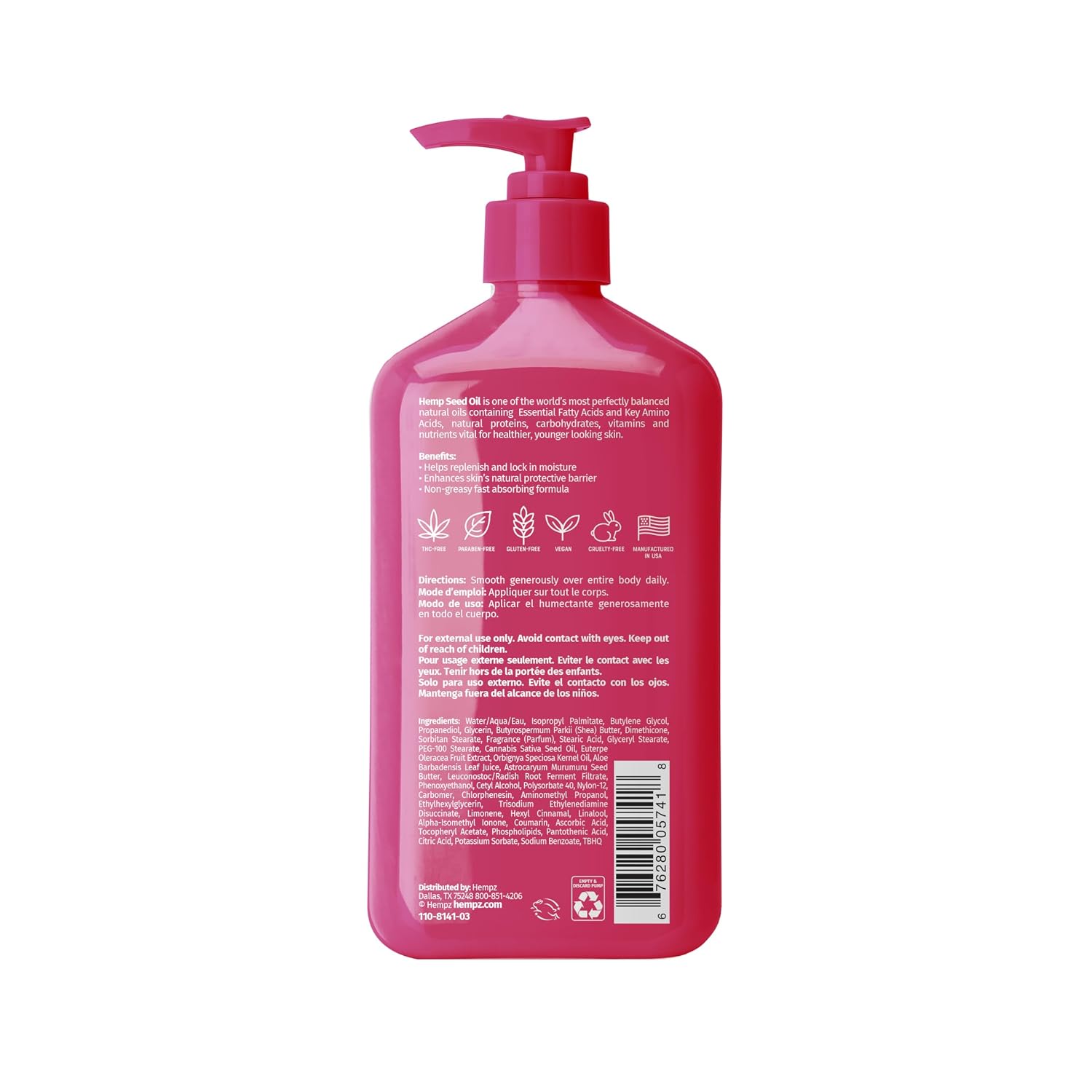 Hempz Sweet Jasmine & Rose Herbal Body Moisturizer for Women, 17 Fl. oz. - Moisturizing Lotion with 100% Pure Hemp Seed Oil, Collagen