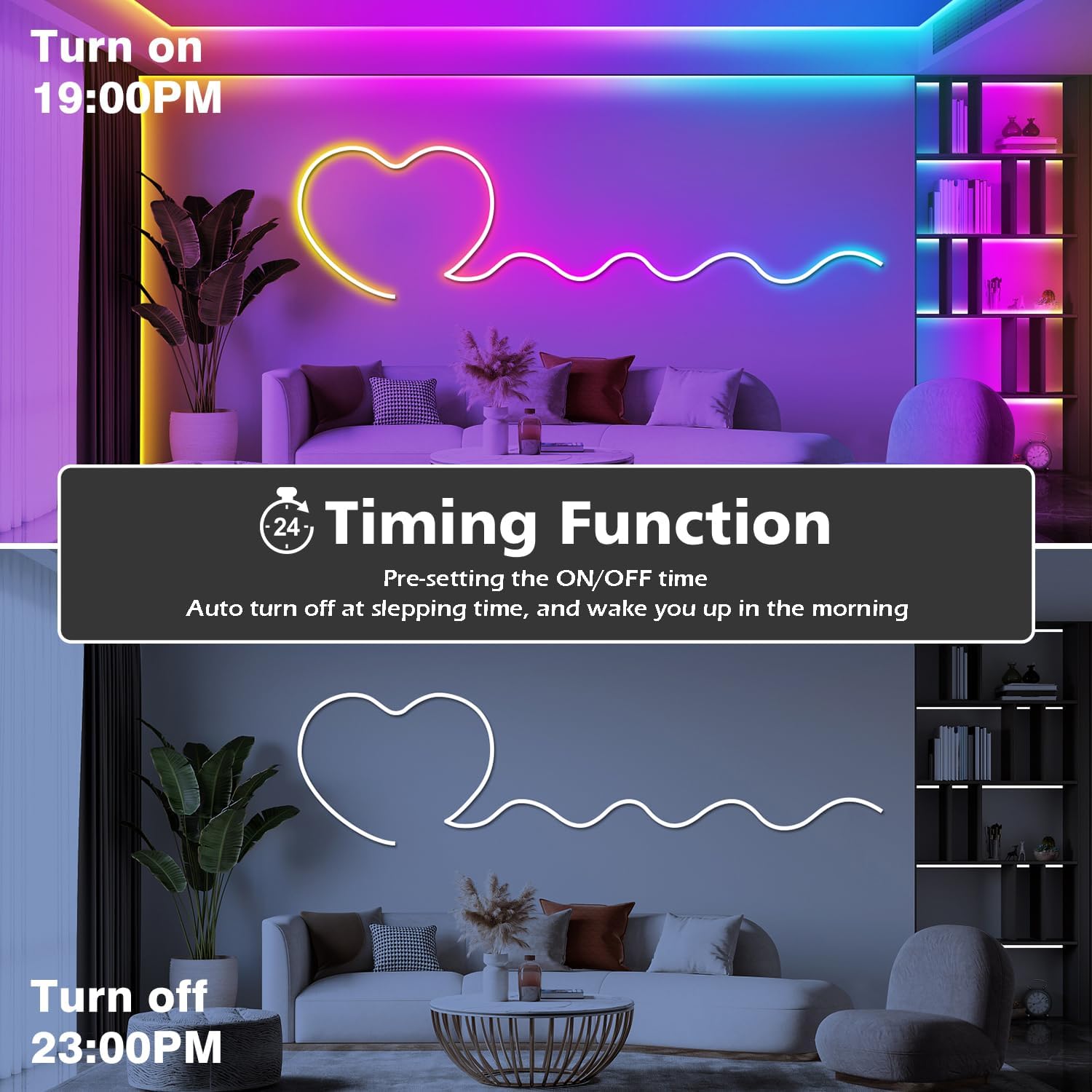 100ft Led Strip Lights, Long Smart Led Light Strips Music Sync 5050 RGB Color Changing Rope Lights