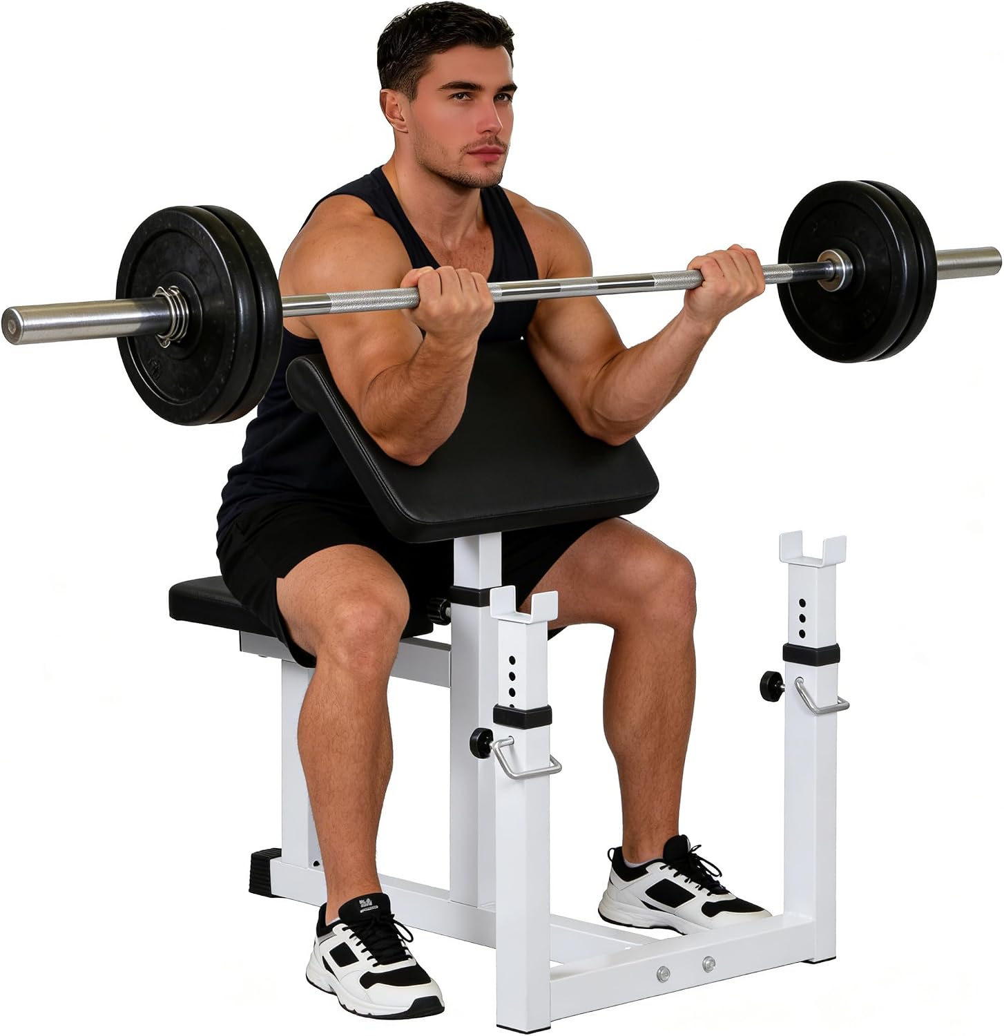 JupiterForce Preacher Curl Bench, Adjustable Arm Curl Bench for Bicep Isolation 550 LBS Capacity Home Gym Strength Training Equipment