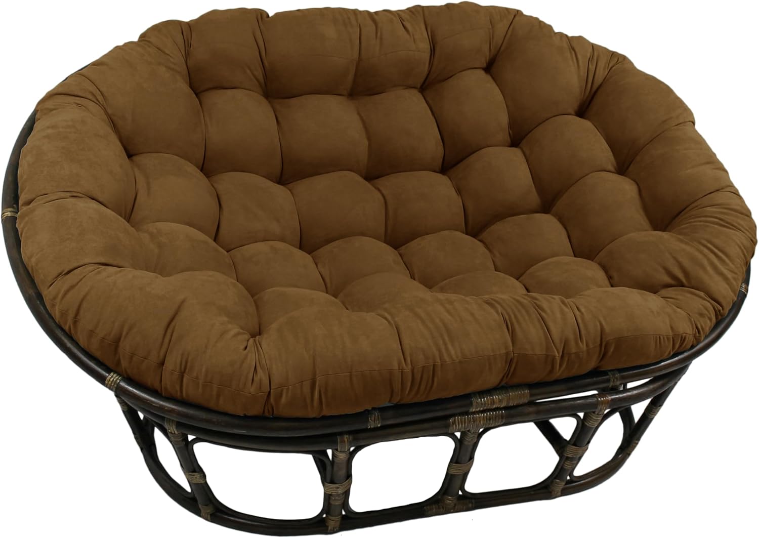 Blazing Needles Solid Microsuede Double Papasan Chair Cushion, 58" x 6" x 78", Black