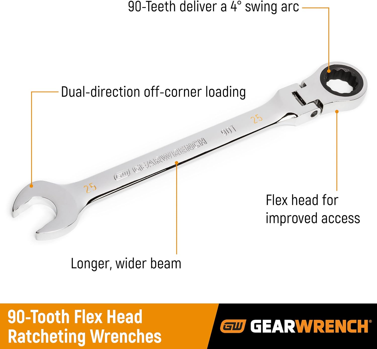 GEARWRENCH 15/16" 90T Flex Head Ratcheting Combination Wrench | 86752