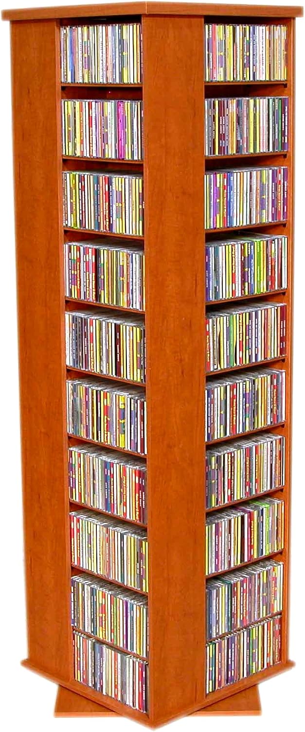 Venture Horizon 4-Sided Revolving Media Tower 1000 - Black: Laminated Wood Composites (MDF), Black-Color, 18.75" L x 18.75" W x 63" H