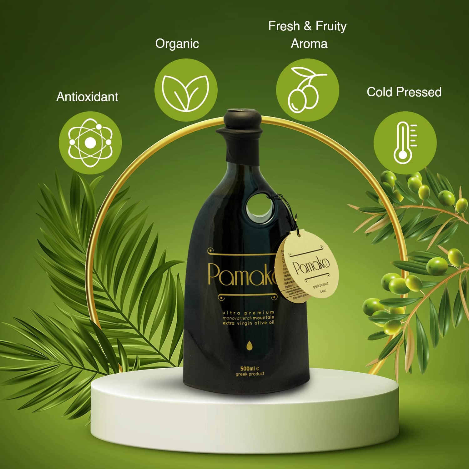 Pamako Ultra-Premium Monovarietal Mountain Organic Olive Oil | 500ml | 2023-4 Harvest | Cold Pressed Organic Evoo From Greece | 2039mg/kg