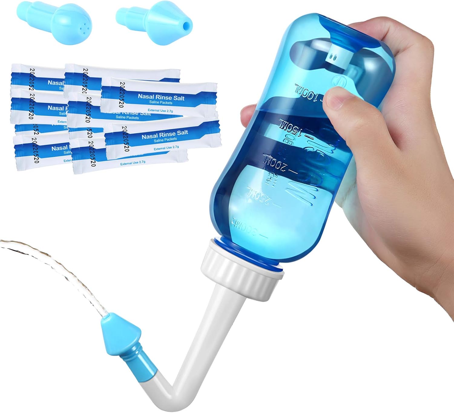 Carllg Neti Pot - Nasal Irrigation Wash Bottle, Sinus Rinse Salt Packets