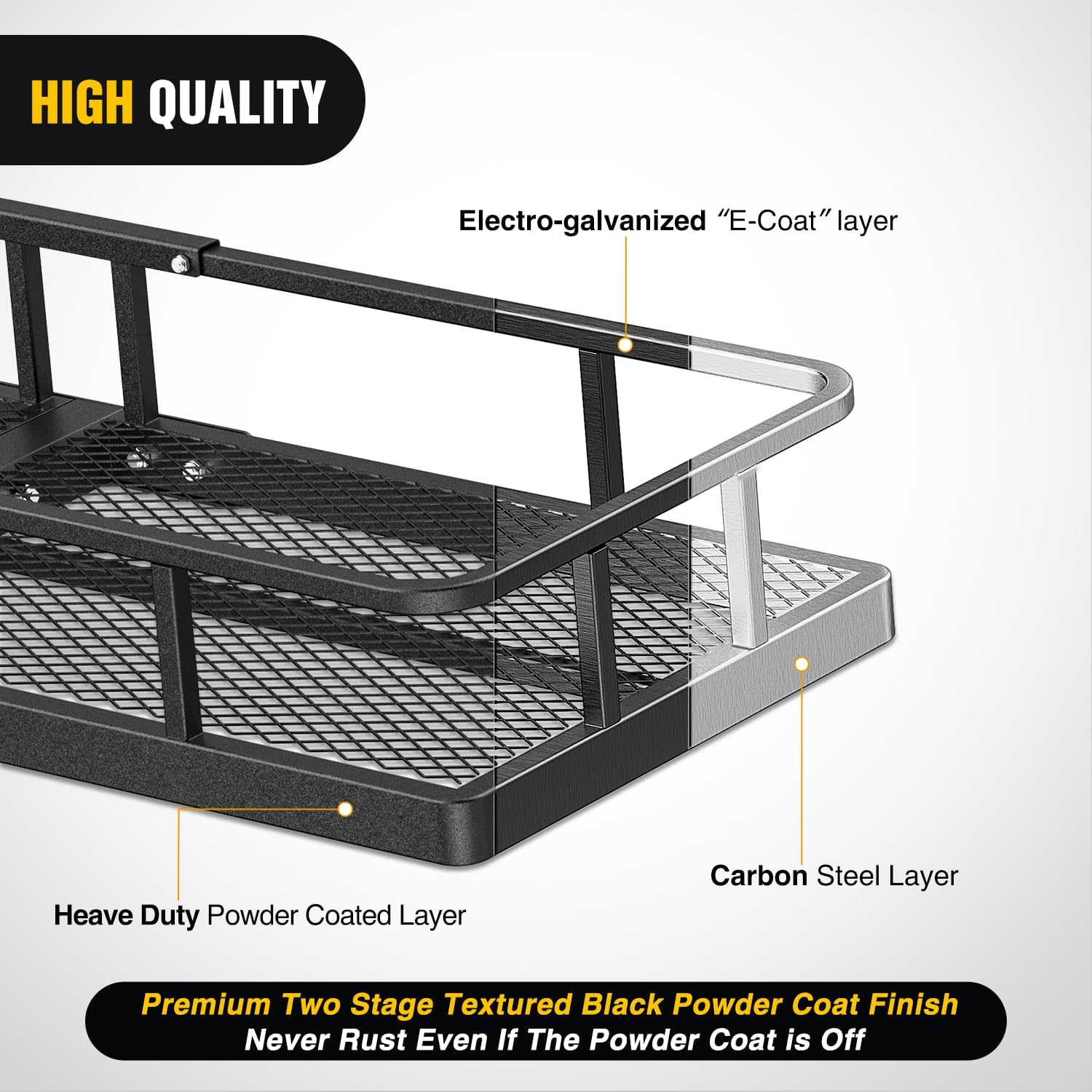Nilight 32”×26”×4” RV Bumper Mounted Cargo Rack Carrier with Net Fits 4-inch or 4-1/2-inch Bumpers Heavy Duty Luggage Holder Basket for RV Camping Traveling Capacity 350LBS
