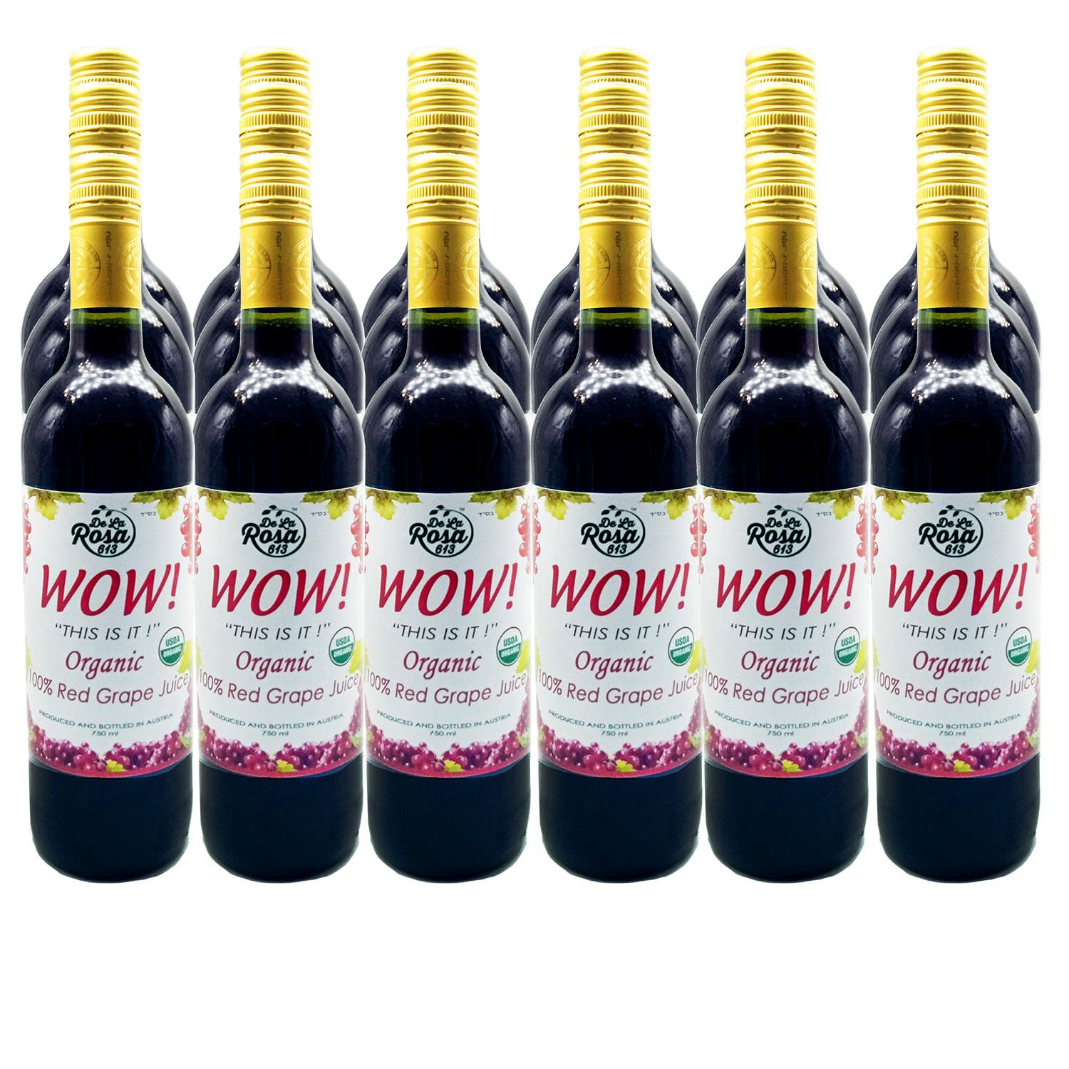 De La Rosa Organic Austrian Kosher Red Grape Juice (25.4 oz - 2pack)