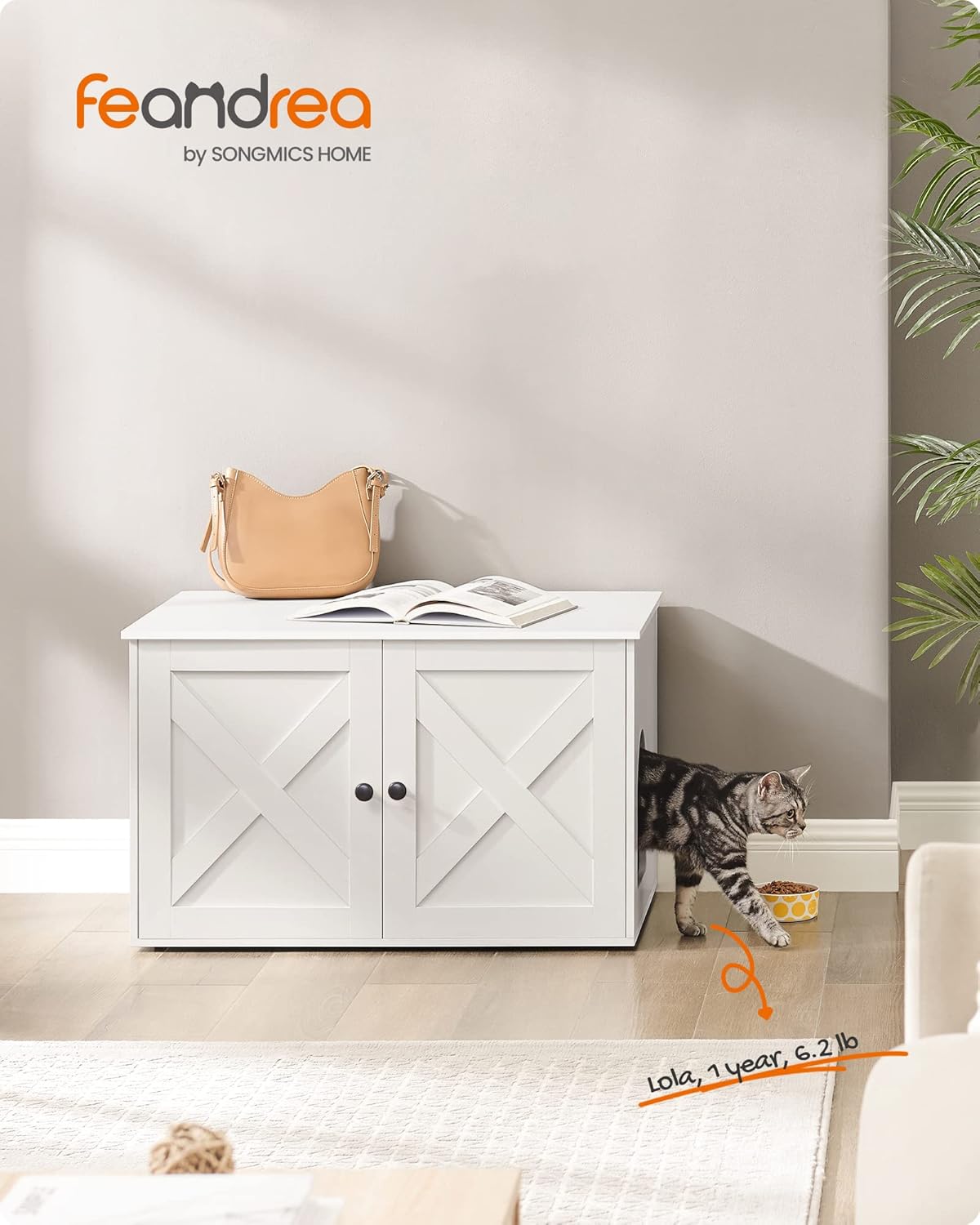 Feandrea Cat Litter Box Enclosure, End Table, 31.5 x 20.9 x 19.7 Inches
