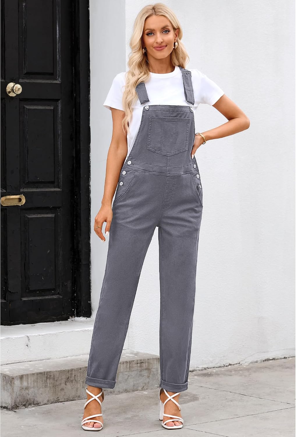 LookbookStore Denim Overalls for Women Dressy Stretch Bib Jean Jumpsuits