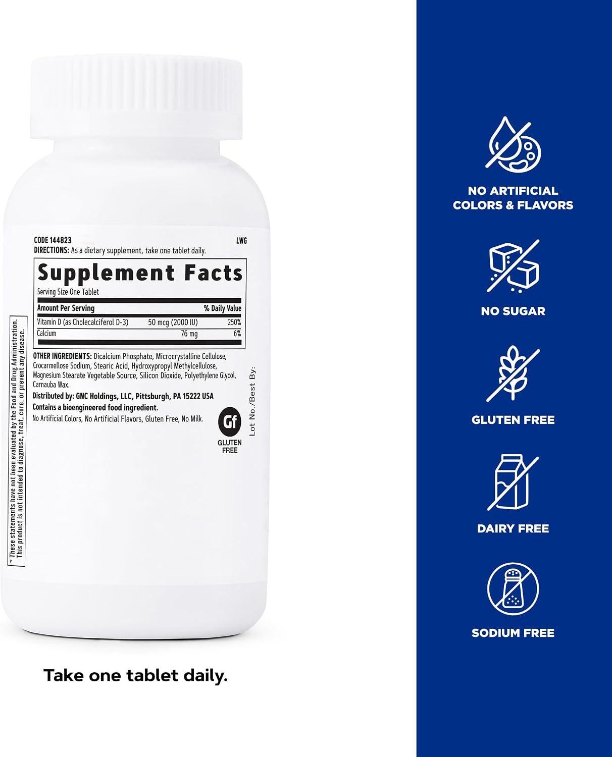 GNC Vitamin D-3 2000 IU, Healthy Teeth & Bones, 180 Tablets, Twin Pack