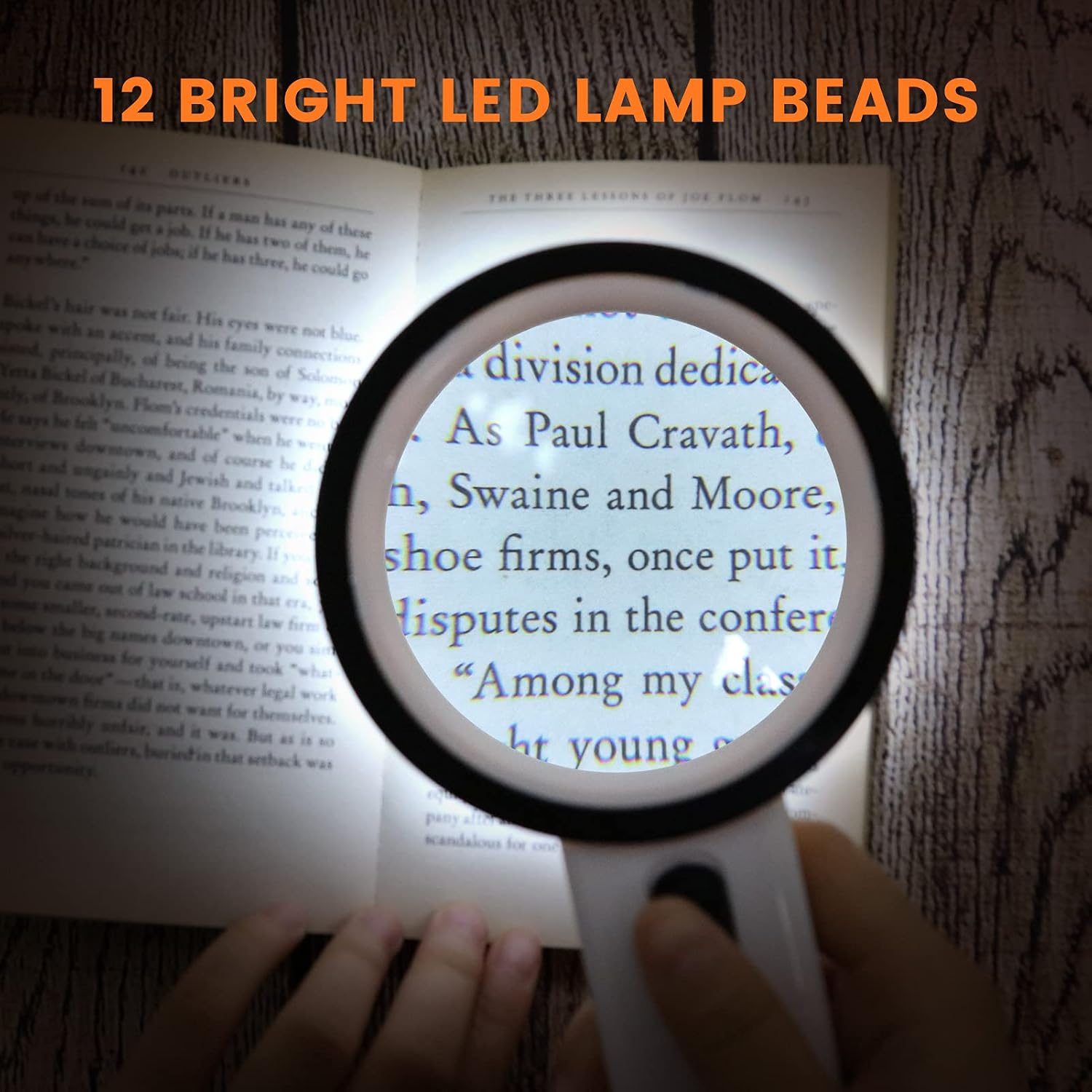 AIXPI Magnifying Glass with Light, Double-Layer Glass Lens Handheld Large Magnifying Glass 12 LED Lighted Magnifier for Seniors Reading, Coins