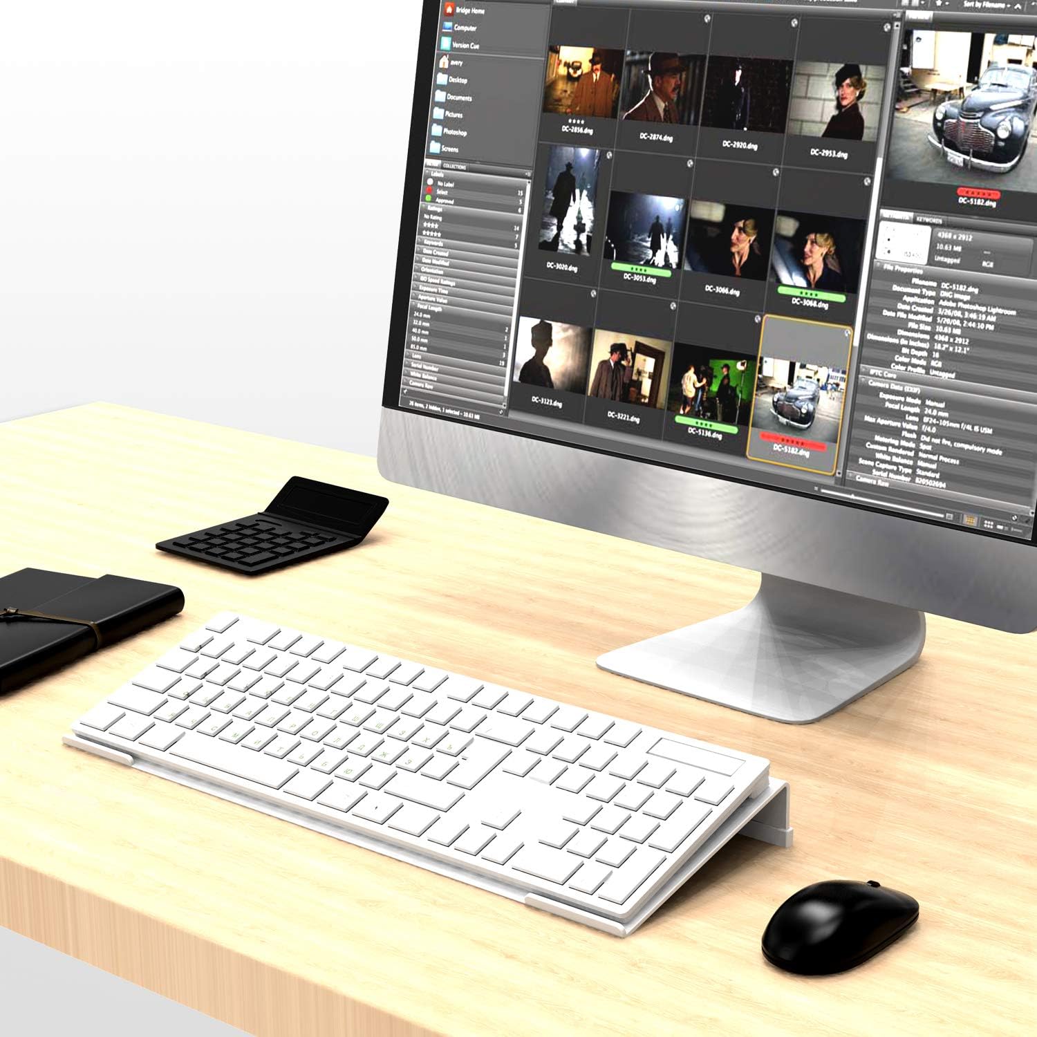 KOTEMON Acrylic Tilted Computer Keyboard Stand for Ergonomic Typing, Keyboard Tray Holder with Silicone Non-Slip Case, Black