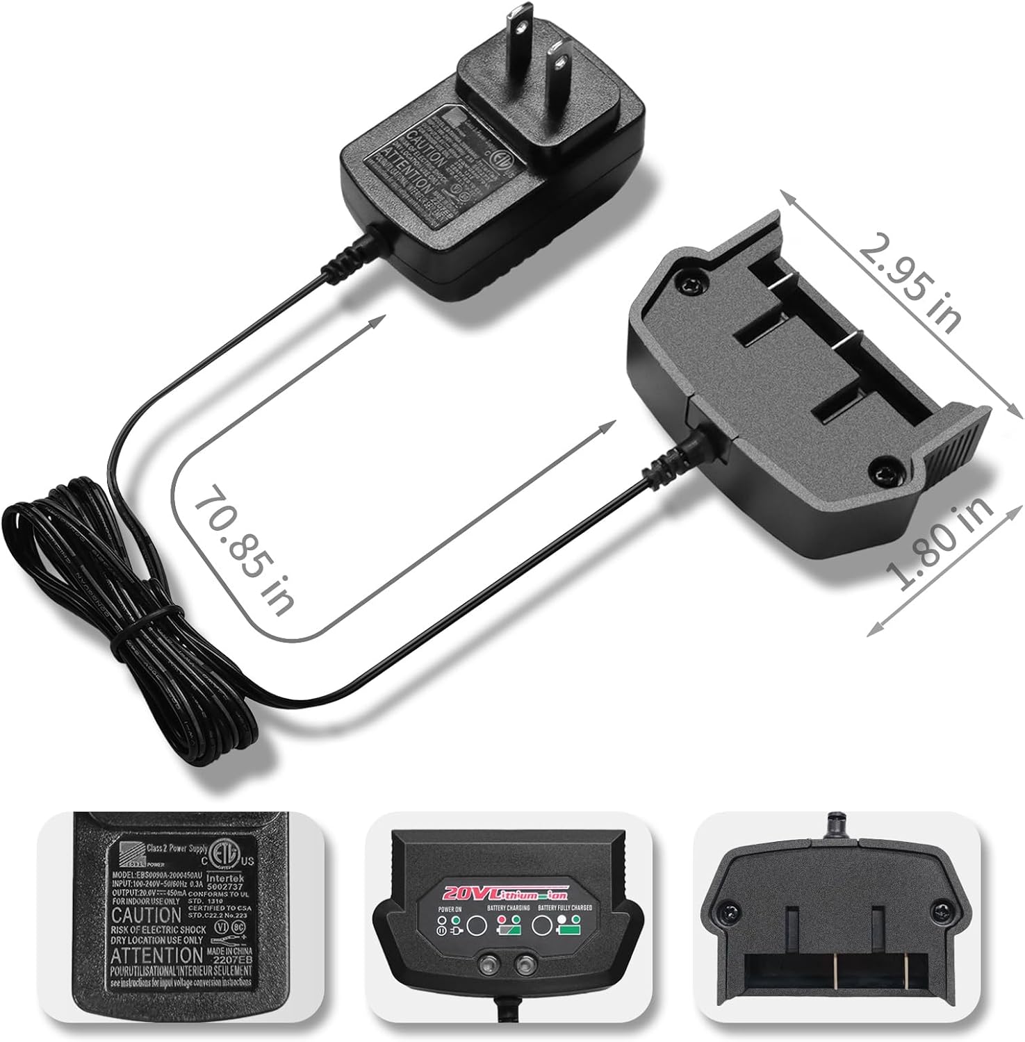 AVID POWER 20V Max Lithium Ion Battery Charger, Only Compatible with Avid Power 20V 1.5/2.0Ah Batteries (Excludes 3.0Ah Batteries)