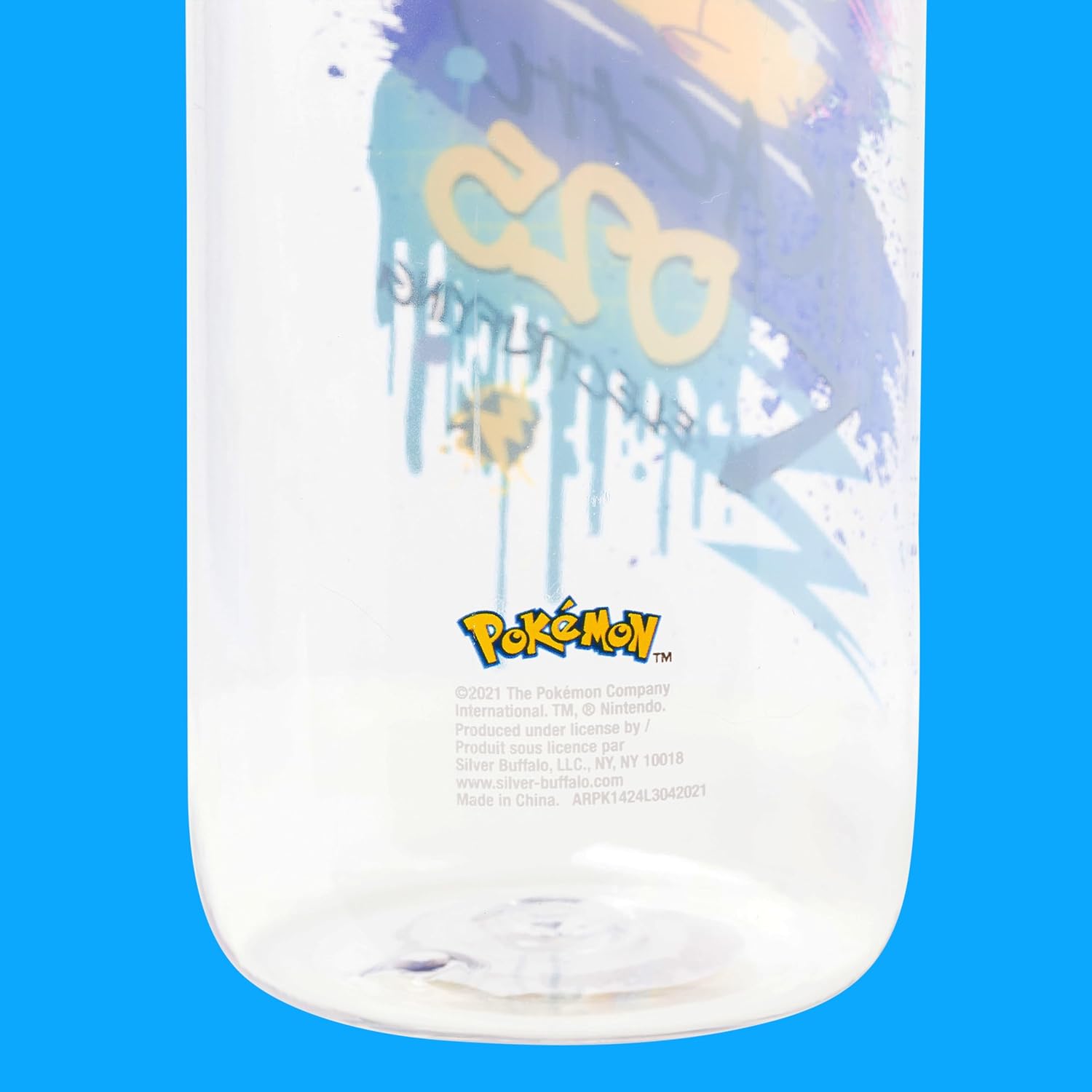 Silver Buffalo Pokémon Skate Graffiti, Water Bottle, 28oz