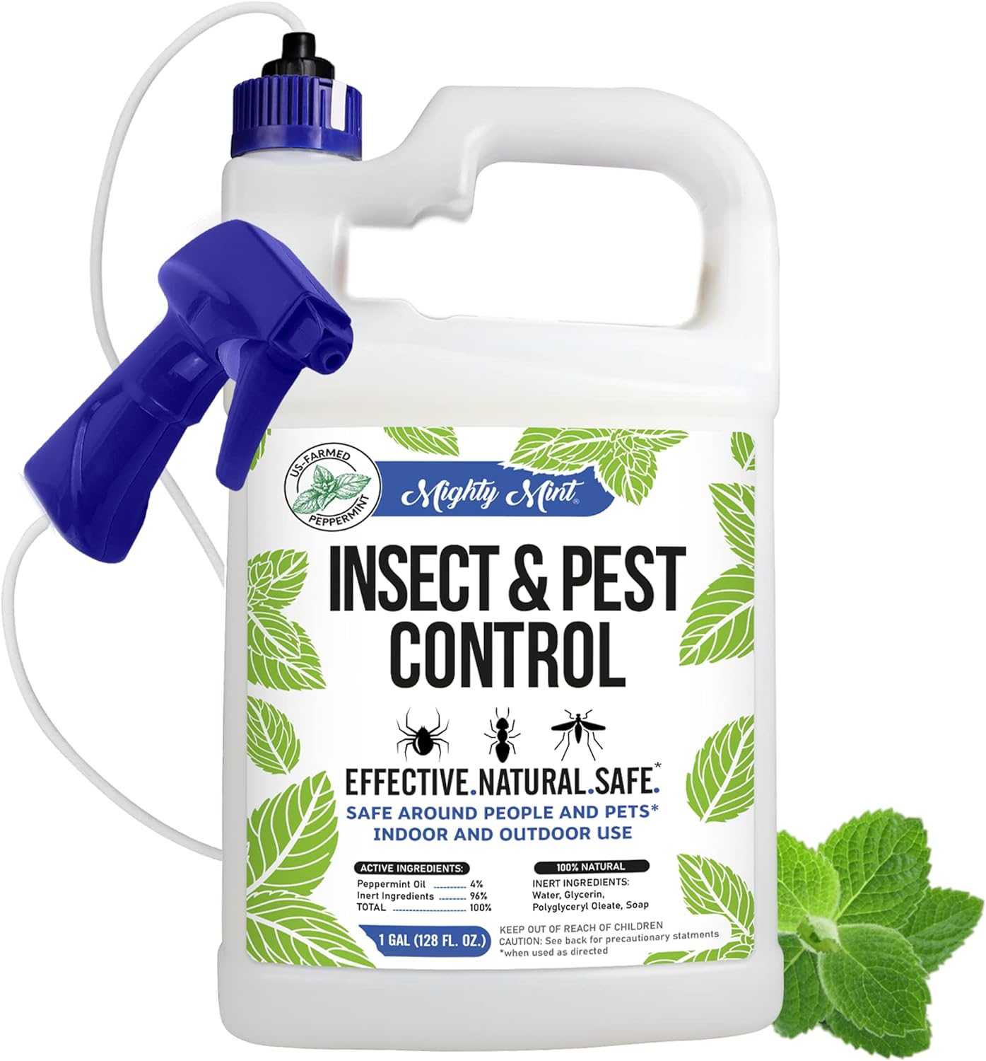 Mighty Mint Peppermint Oil Insect Repellent Spray, 16 oz | Natural Indoor & Outdoor Bug Control for Spiders, Ants, Roaches, Plant-Based, Extra-Strong Formula with Microfiber Cloth