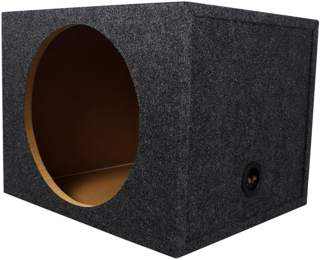 Rockville RSQ15 Single 15" 2.6 cu.ft. Sealed Car Subwoofer Enclosure Box | Made in USA, 3/4" MDF Construction, Gold Terminals, Sub Box, Precision-Cut