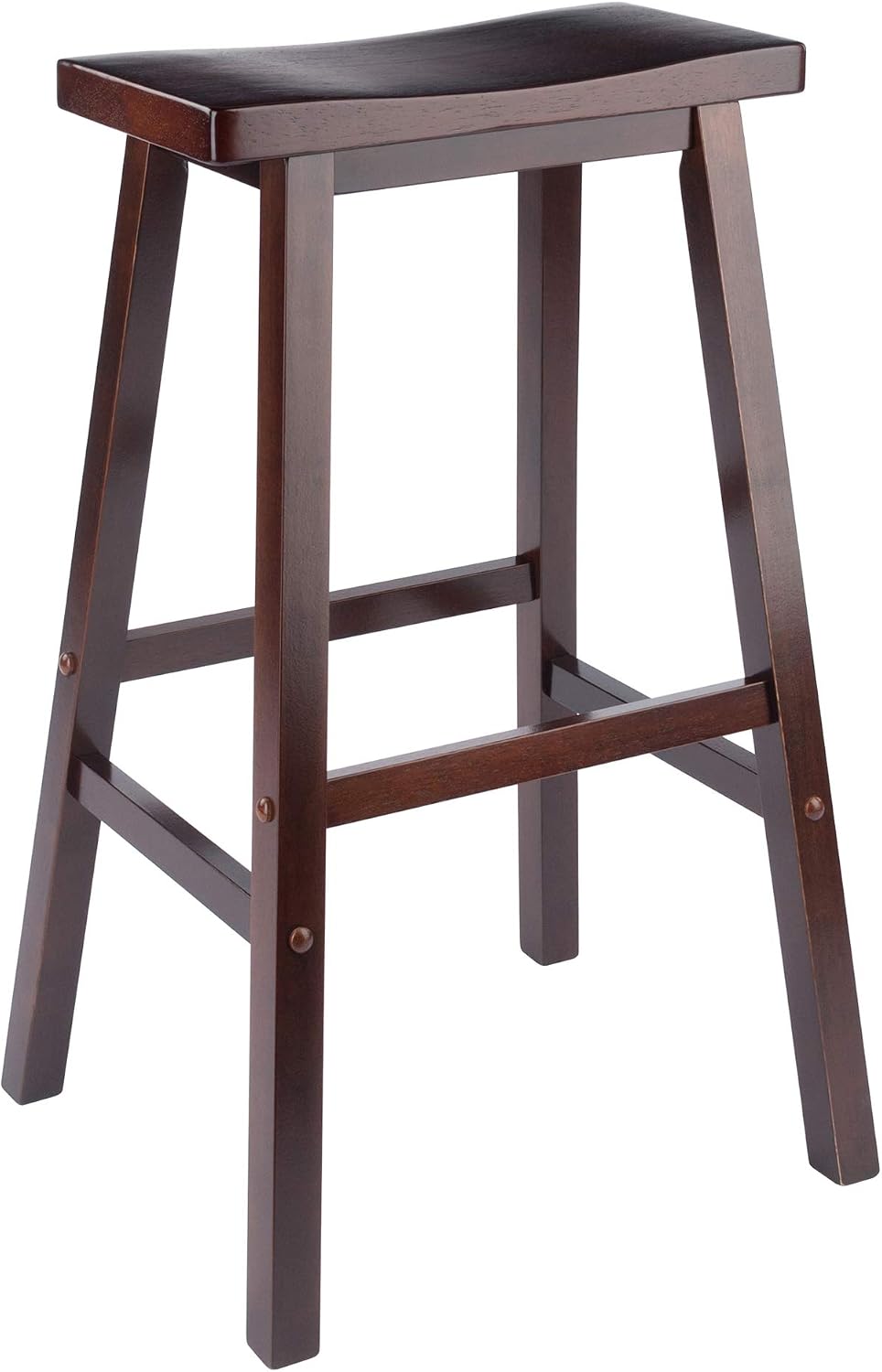Winsome Satori Saddle Seat Counter Stool, Walnut, 24" | Classic Backless Bar Chairs for Kitchen & Dining Room Seating, Timeless Essential Furniture for Home, Dorm, Apartments
