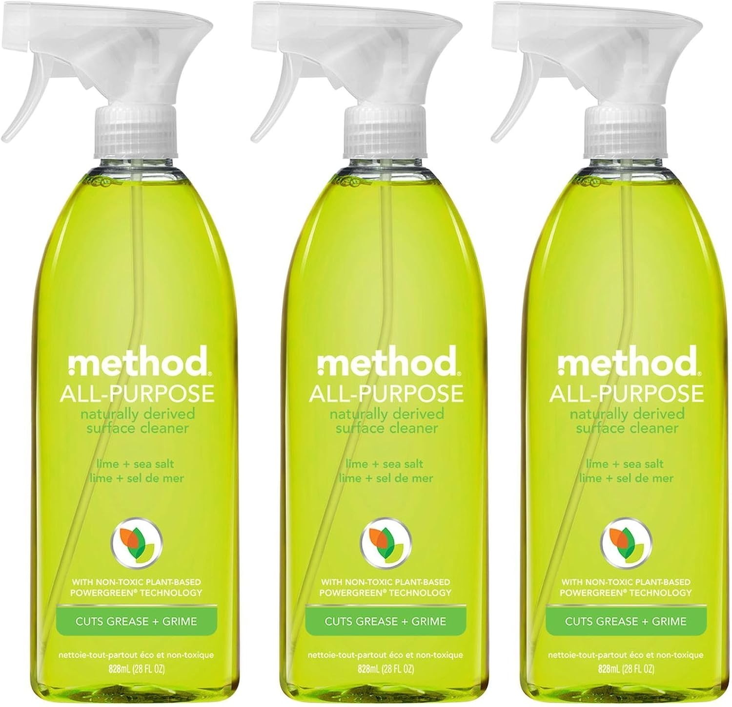 method All-Purpose Cleaner Spray, Lime + Sea Salt, 28 fl oz | Cuts Grease & Grime on Counters, Glass, Sealed Wood & Floors, for Kitchen & Bathroom, Controlled Mist, Streak Free