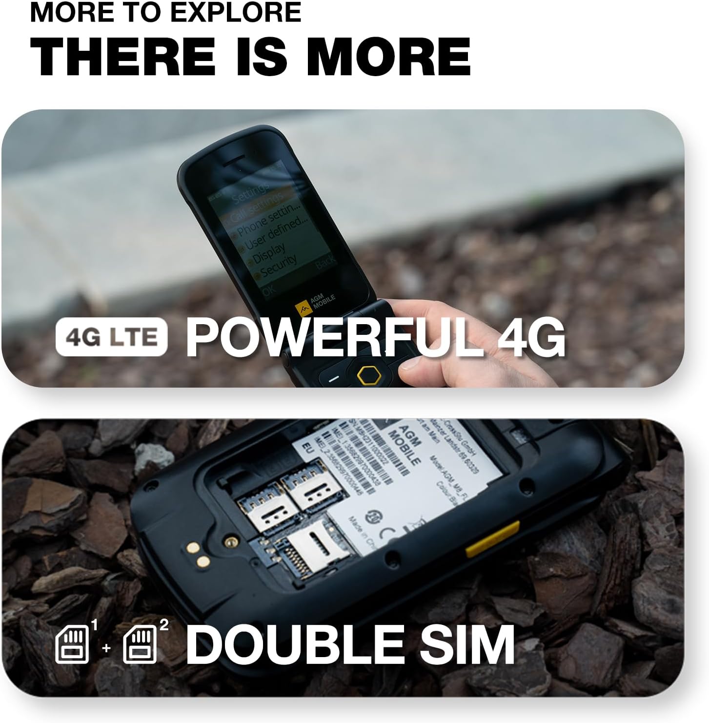 AGM M8 Rugged Basic Flip Phone, 4G Feature Cell Phone, Simple Mobile Phones, Waterproof | Drop-Proof, SOS Side Key, Speed Dial, 104dB Powerful Speaker