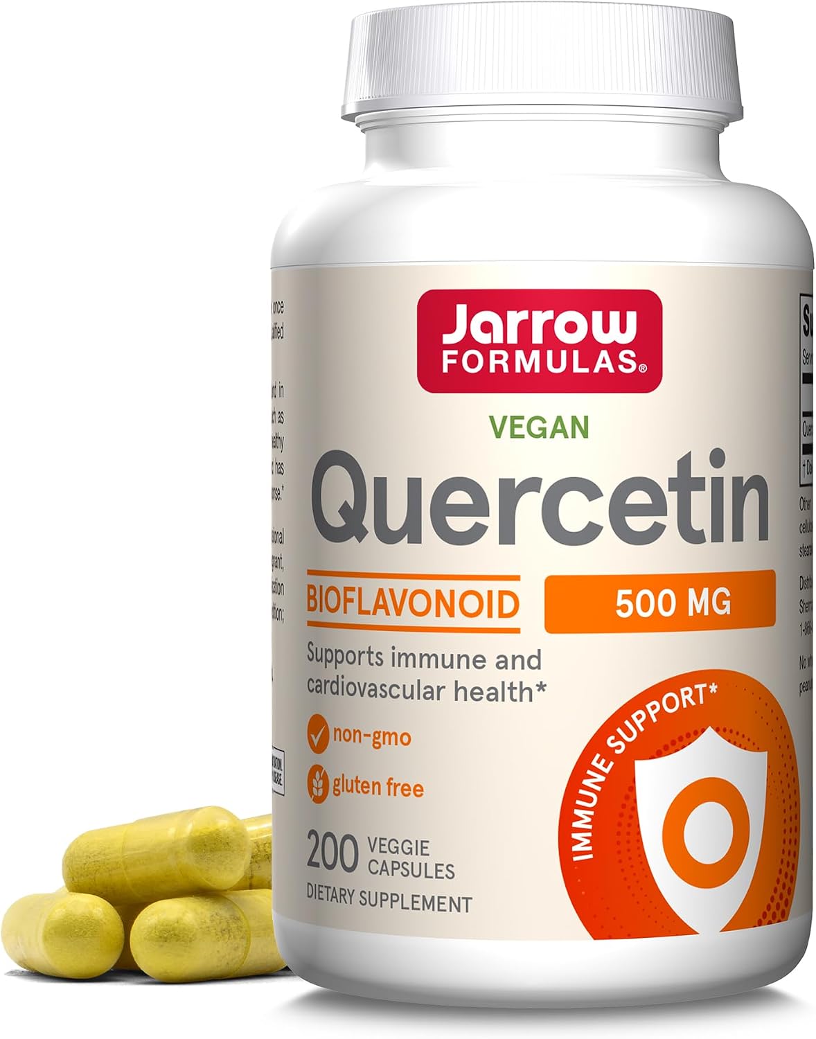 Jarrow Quercetin 500mg Capsules for Cardiovascular & Immune Health, 200ct | Cellular Health Support, Cardiovascular Support, Antioxidant Support, Supports Antioxidant Status, Veggie Capsules