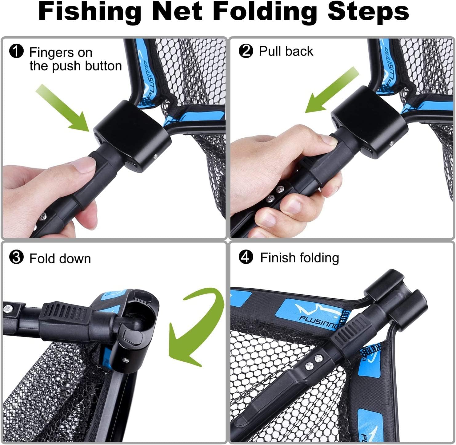 PLUSINNO Floating Fishing Net for Steelhead, Salmon, Fly, Kayak, Catfish, Bass, Trout Fishing