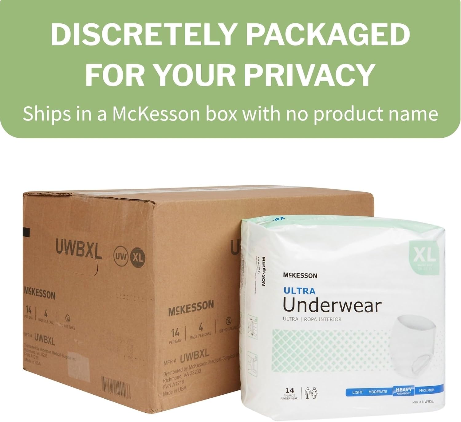 McKesson Ultra Adult Incontinence Underwear, Heavy Absorbency, 44 in, 80 ct | Postpartum and Incontinence Support