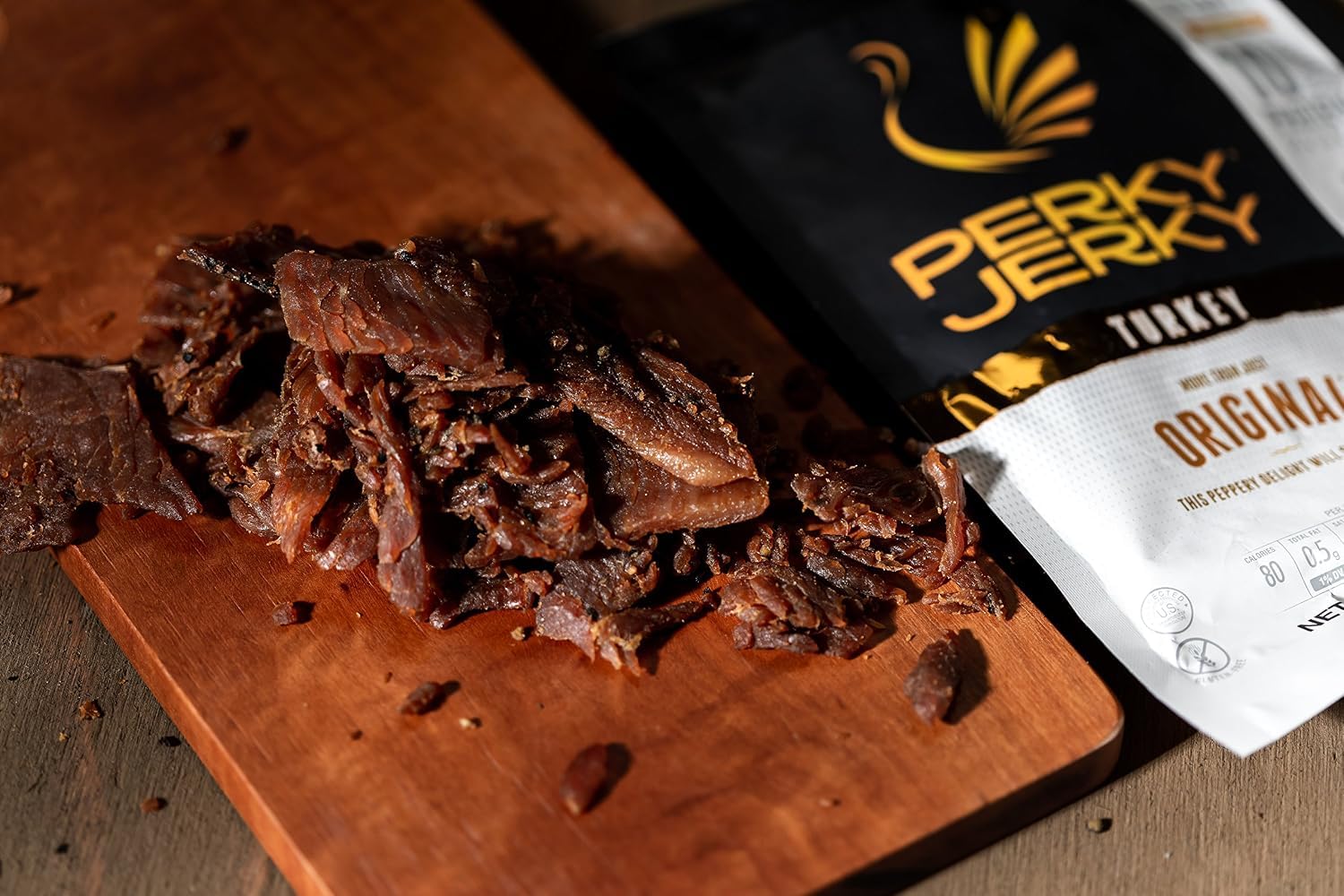Perky Jerky Original Turkey Jerky, 14oz - Low Sodium - 10g Protein per Serving - Low Fat - 100% U.S. Sourced - Handcrafted, Tender Texture and Bold Flavor