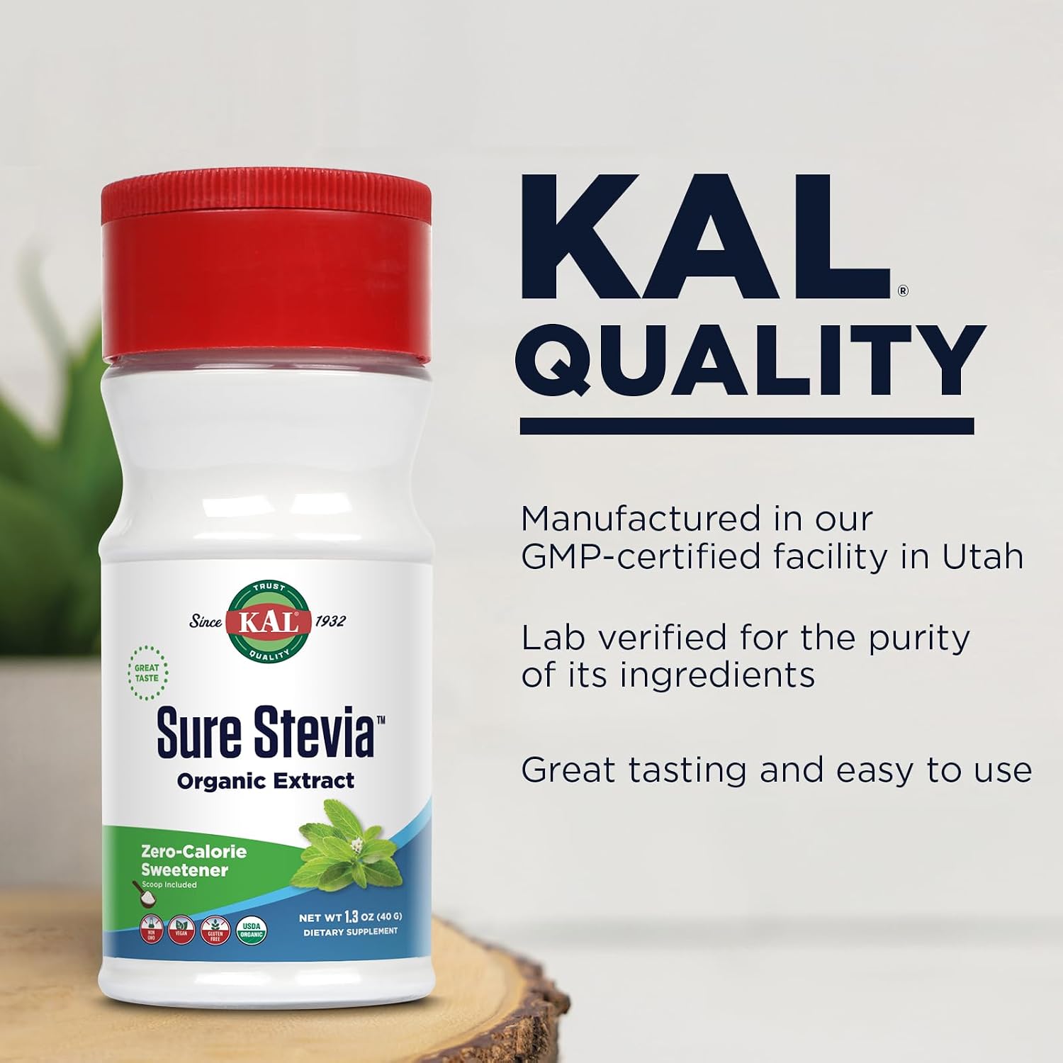 KAL Sure Stevia Extract Powder, Low Carb, Plant Based Stevia Sweetener, Great Taste, Zero Calories, Zero Sugar, Low Glycemic & Perfect for a Keto Diet, 60-Day Guarantee, Approx. 1820 Servings, 3.5oz | Zero Calorie Sweetener - Organic, Keto Friendly & Low…